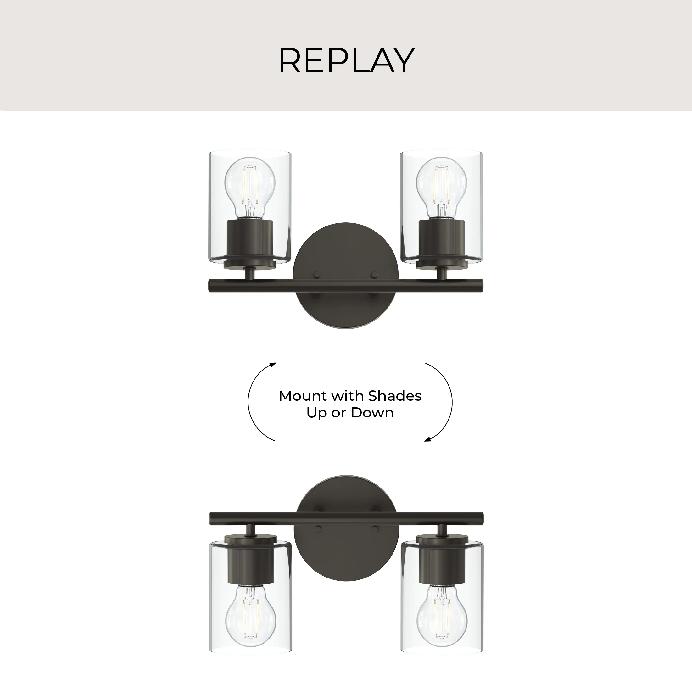 Replay Collection Two-Light Bath & Vanity Light with Clear Glass Shades - Image 27
