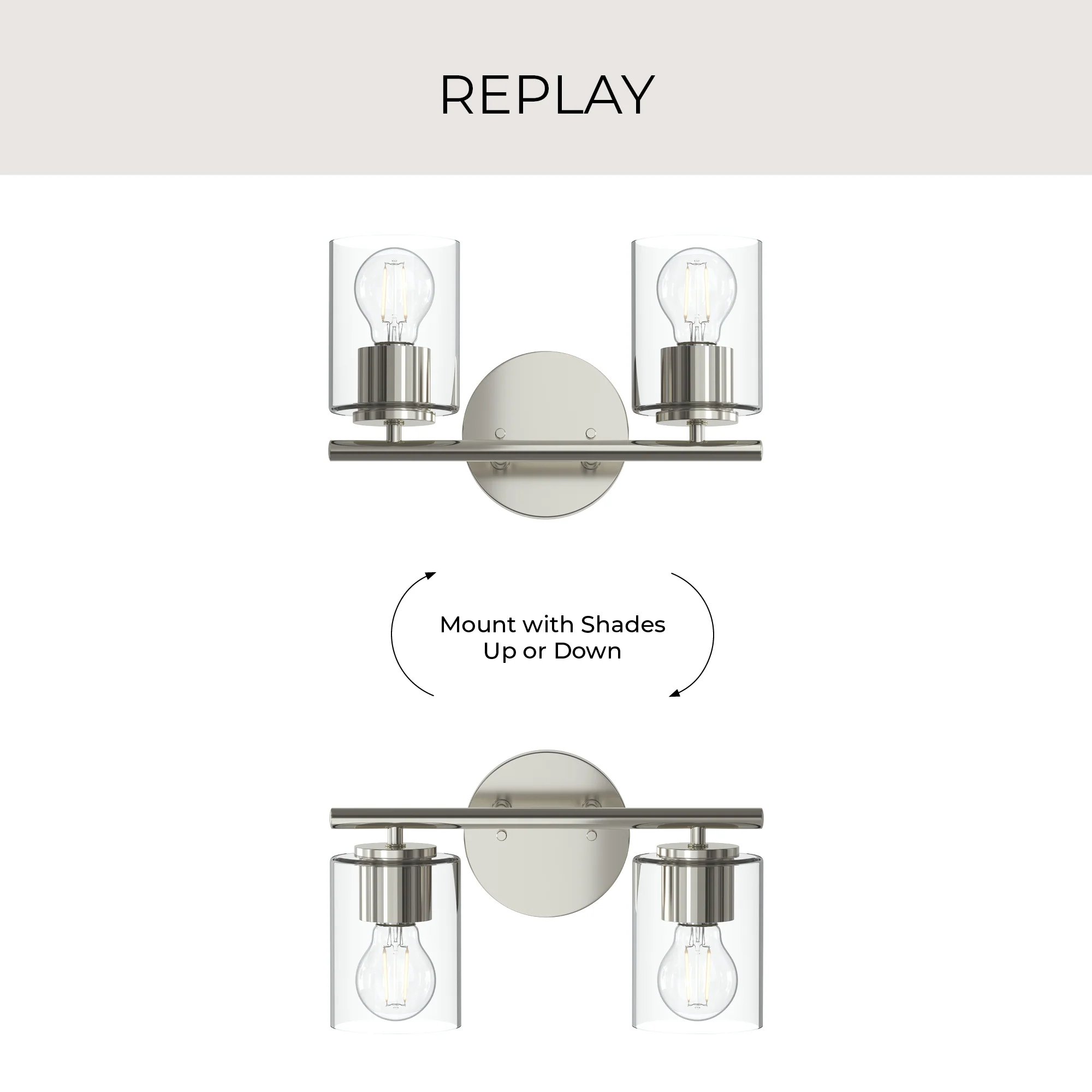 Replay Collection Two-Light Bath & Vanity Light with Clear Glass Shades - Image 37