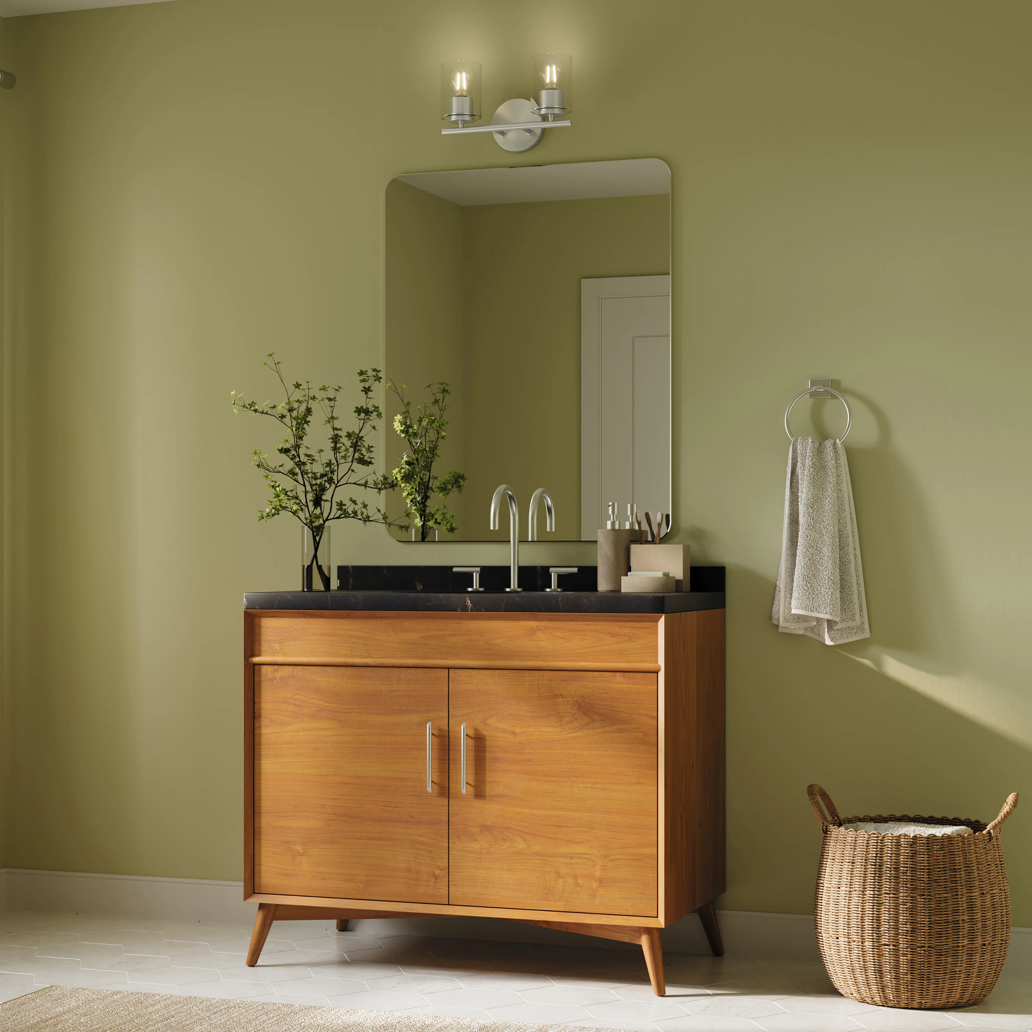 Replay Collection Two-Light Bath & Vanity Light with Clear Glass Shades - Image 4