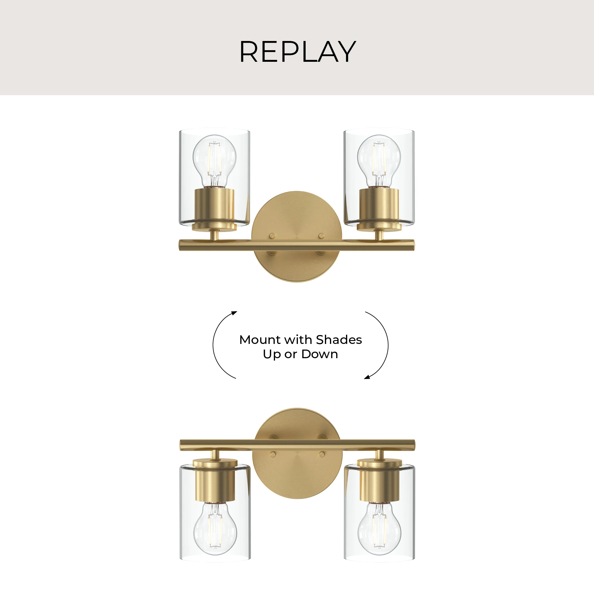 Replay Collection Two-Light Bath & Vanity Light with Clear Glass Shades - Image 45