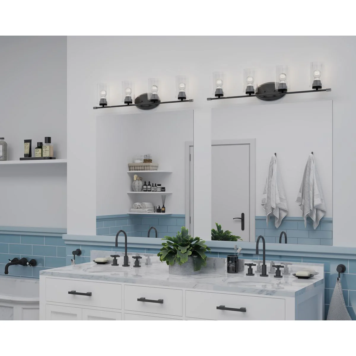 Riley Collection Four-Light Clear Glass Bath Vanity Light - Image 3
