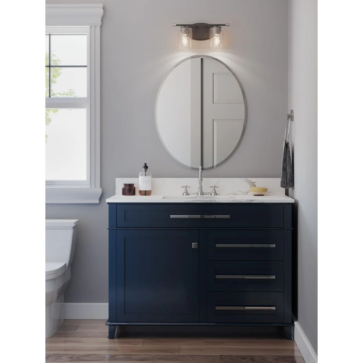 Riley Collection Two-Light Clear Glass Bath Vanity Light - Image 5