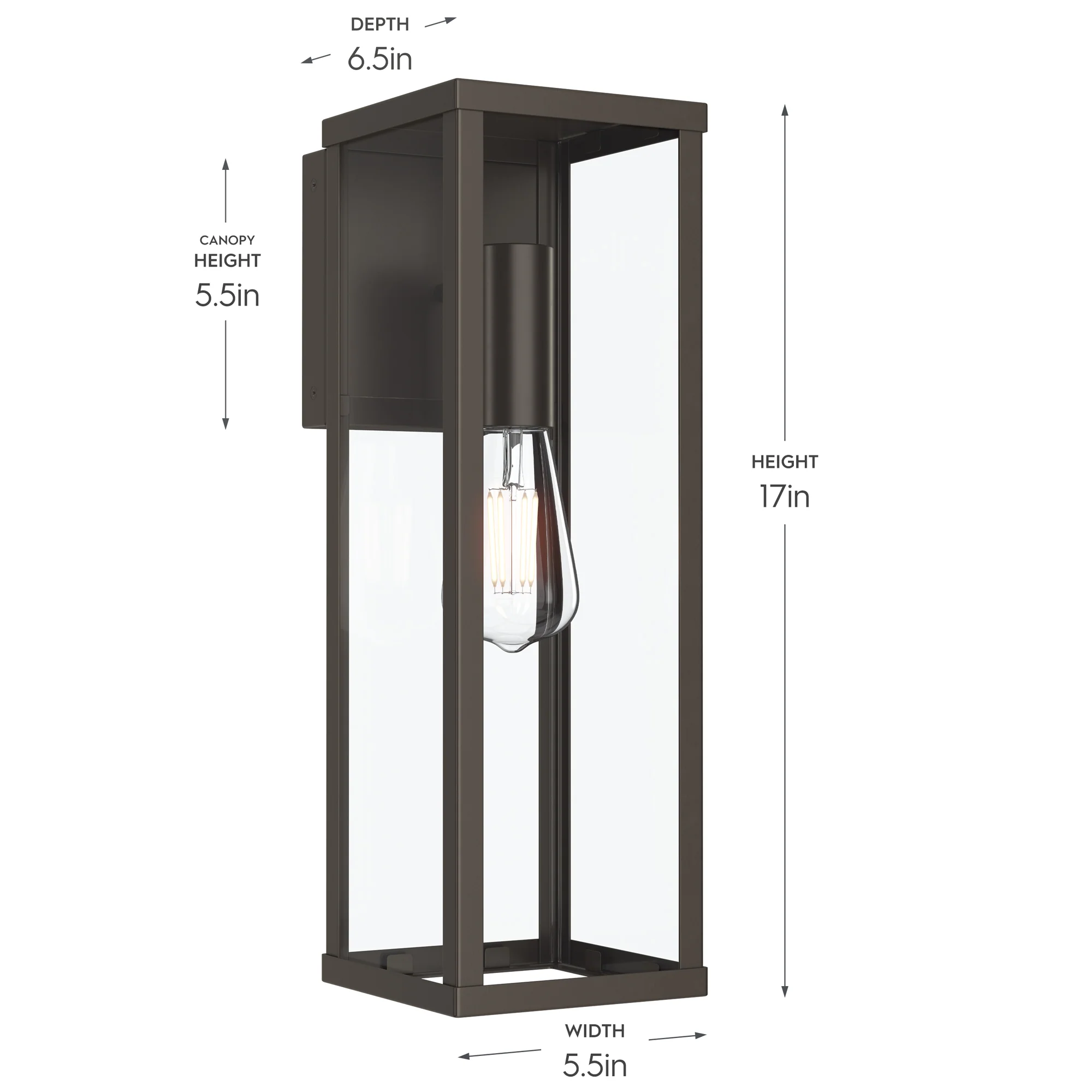 Ryle One-Light Large Wall Lantern with Clear Glass Panels - Image 10