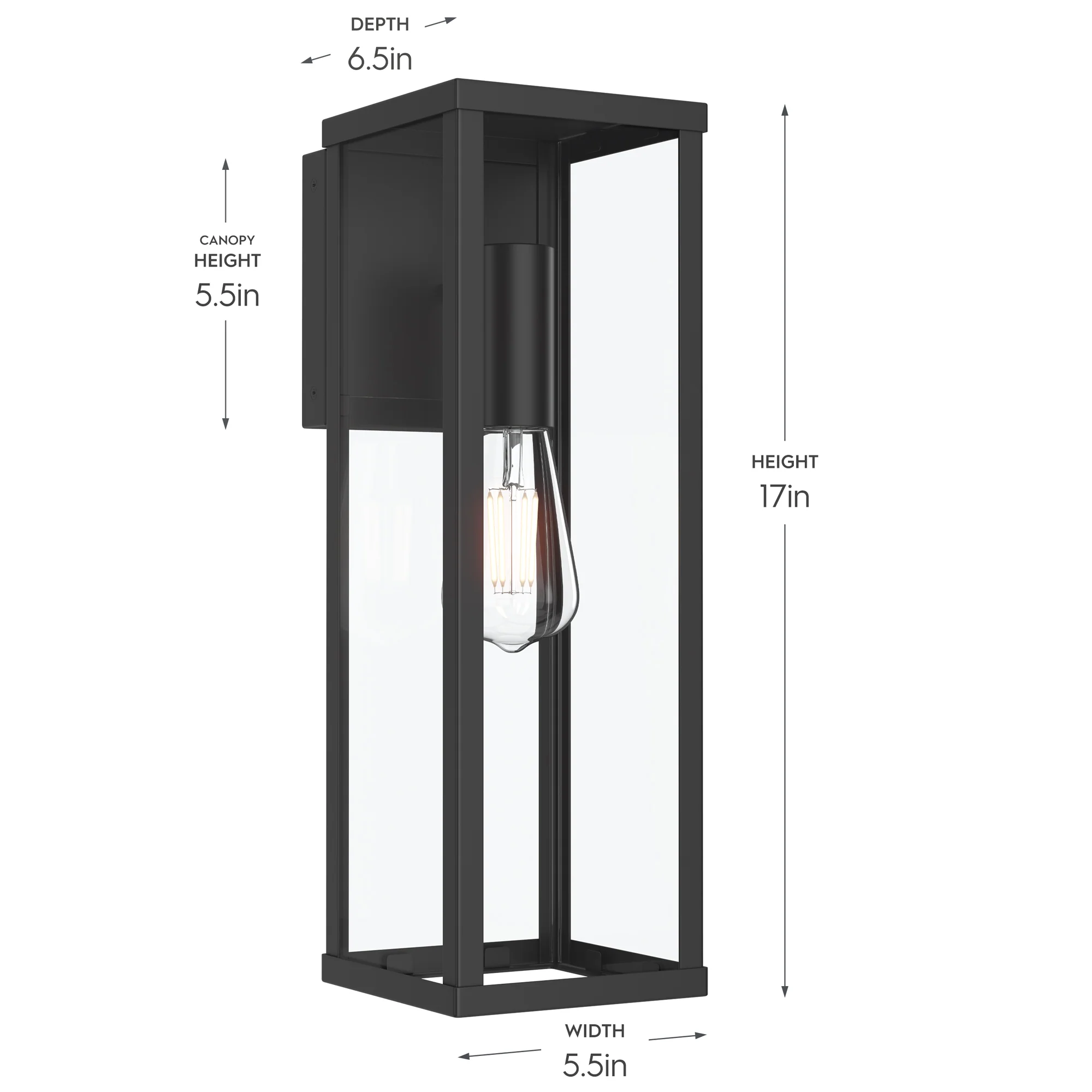 Ryle One-Light Large Wall Lantern with Clear Glass Panels - Image 3