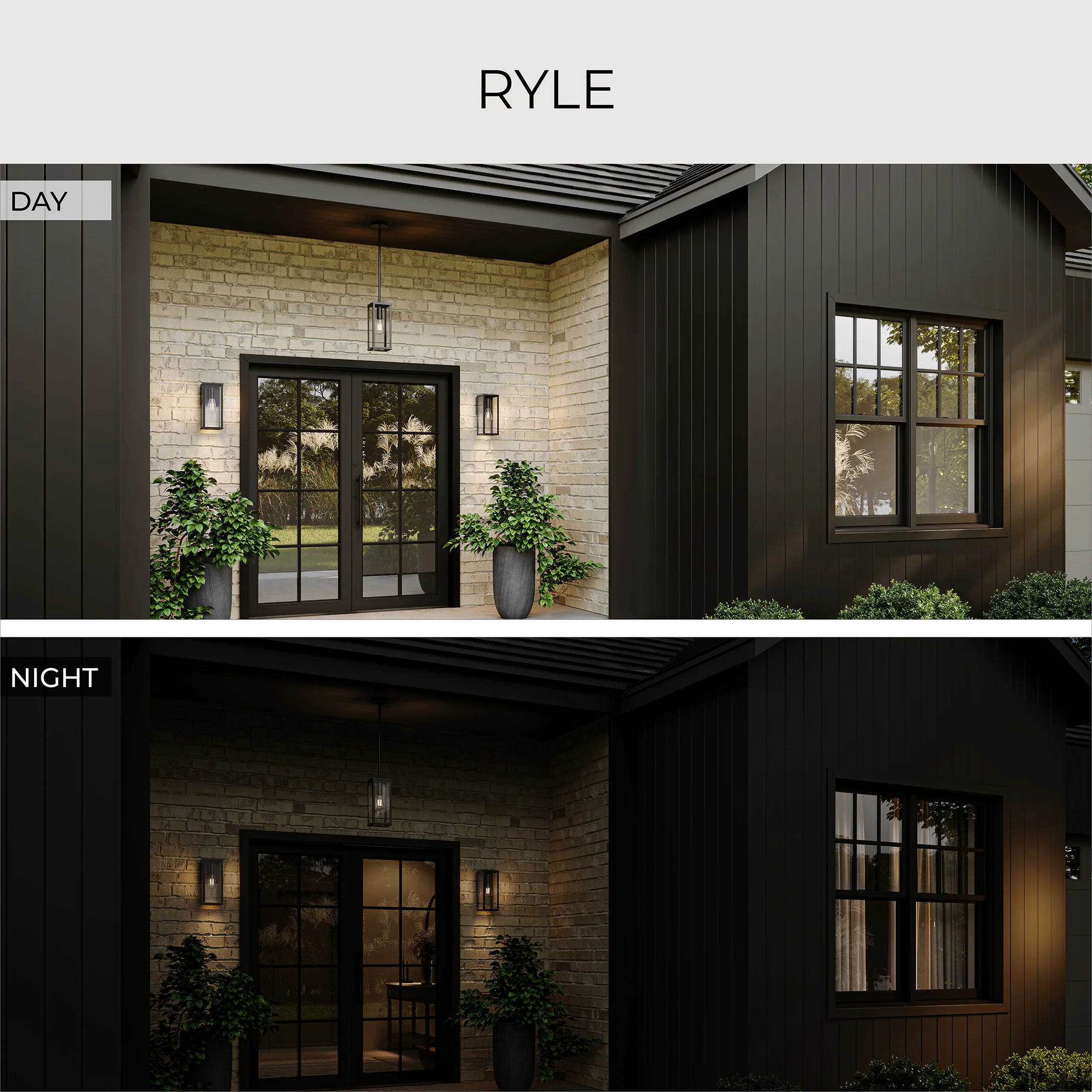 Ryle One-Light  Medium Wall Lantern with Clear Glass Panels - Image 11