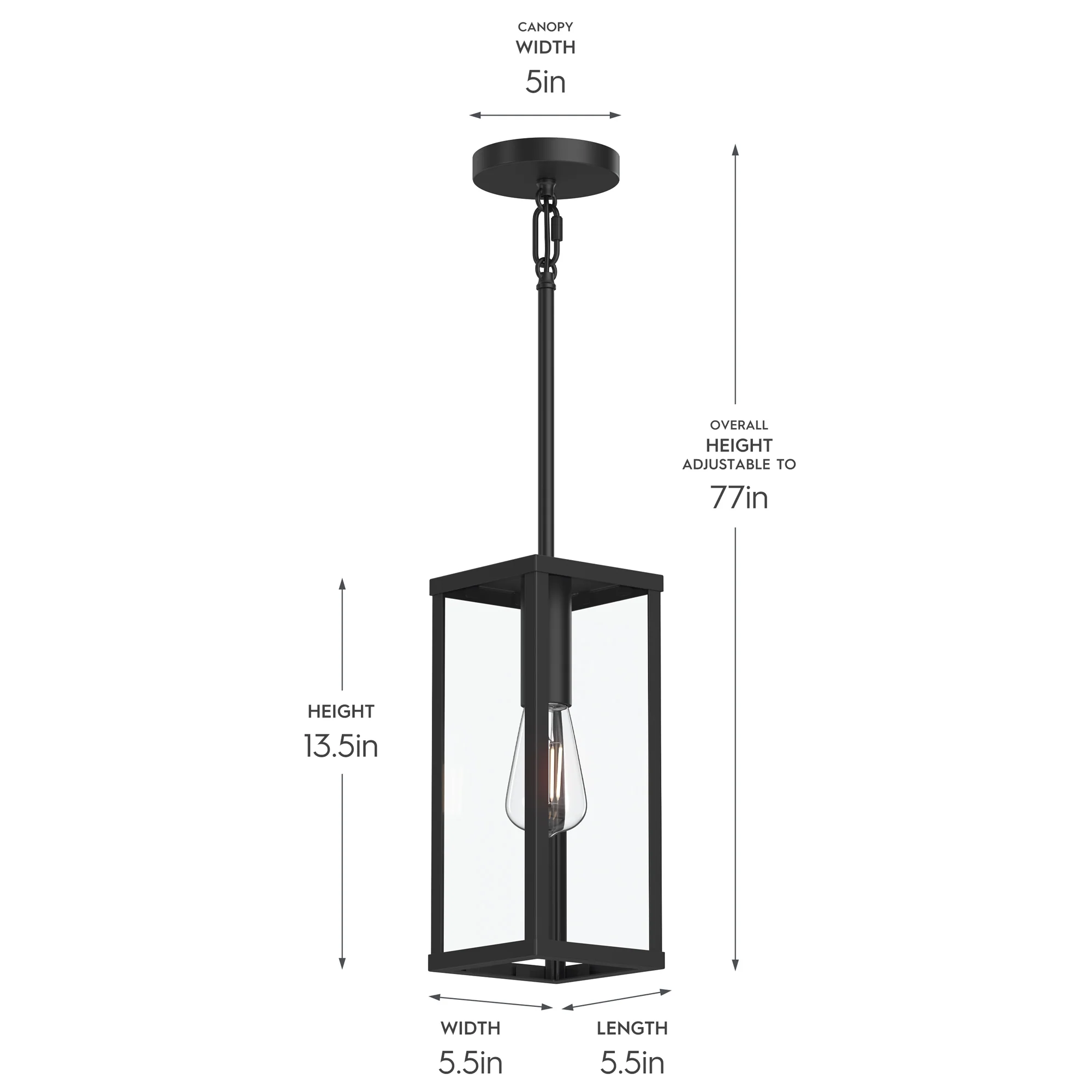 Ryle One-Light Outdoor Pendant Light with Clear Glass Panels - Image 10