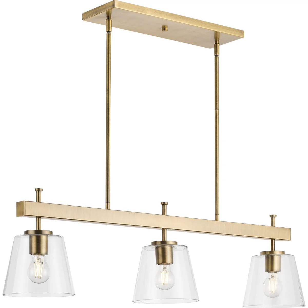 Saffert Collection Three-Light Clear Glass Linear Island Chandelier Light - Image 5