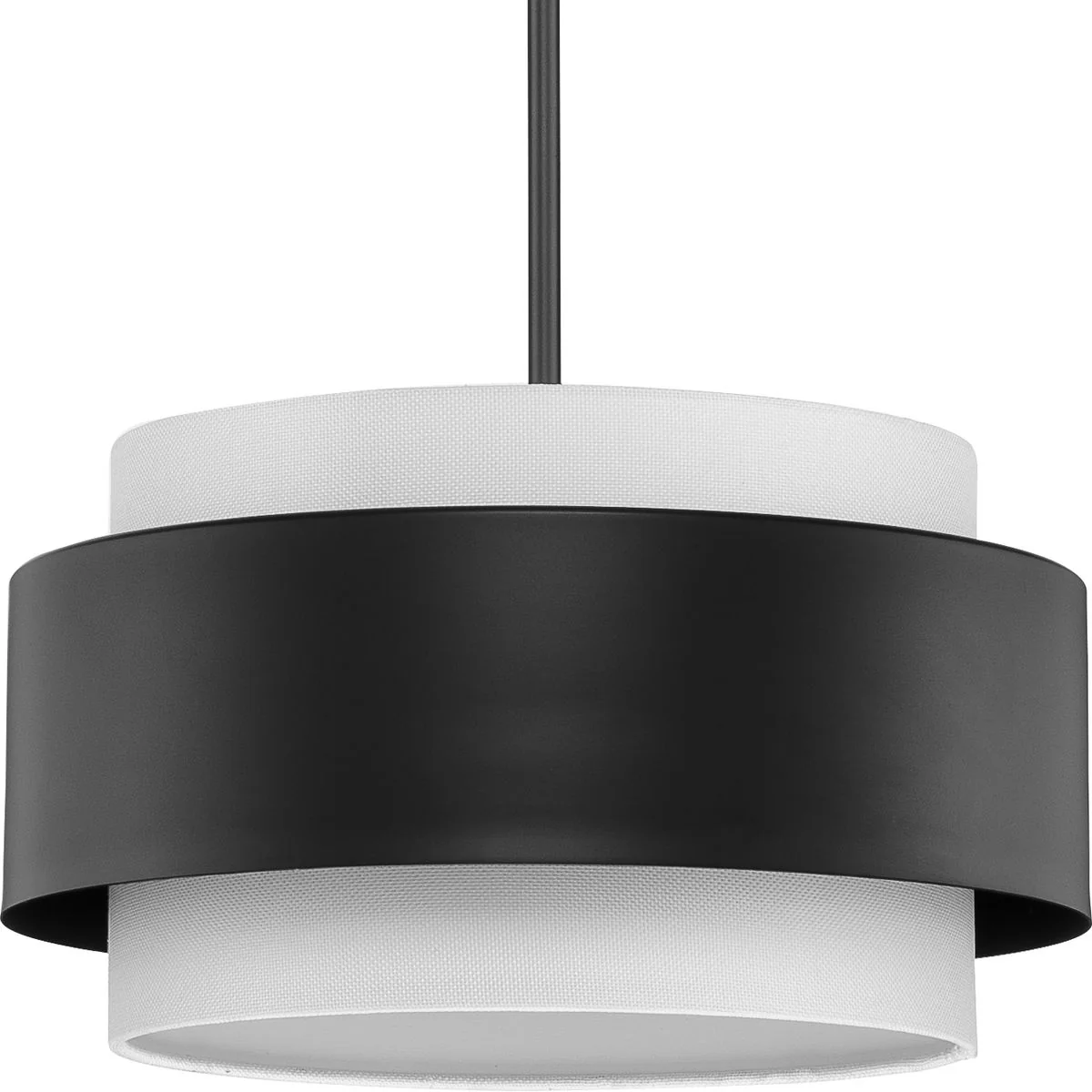 Silva Collection Three-Light White Linen Shade Pendant