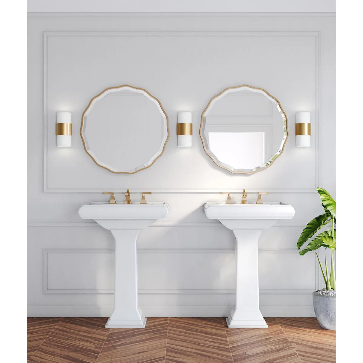 Silva Collection Two-Light White Linen Shade Wall Sconce - Image 7