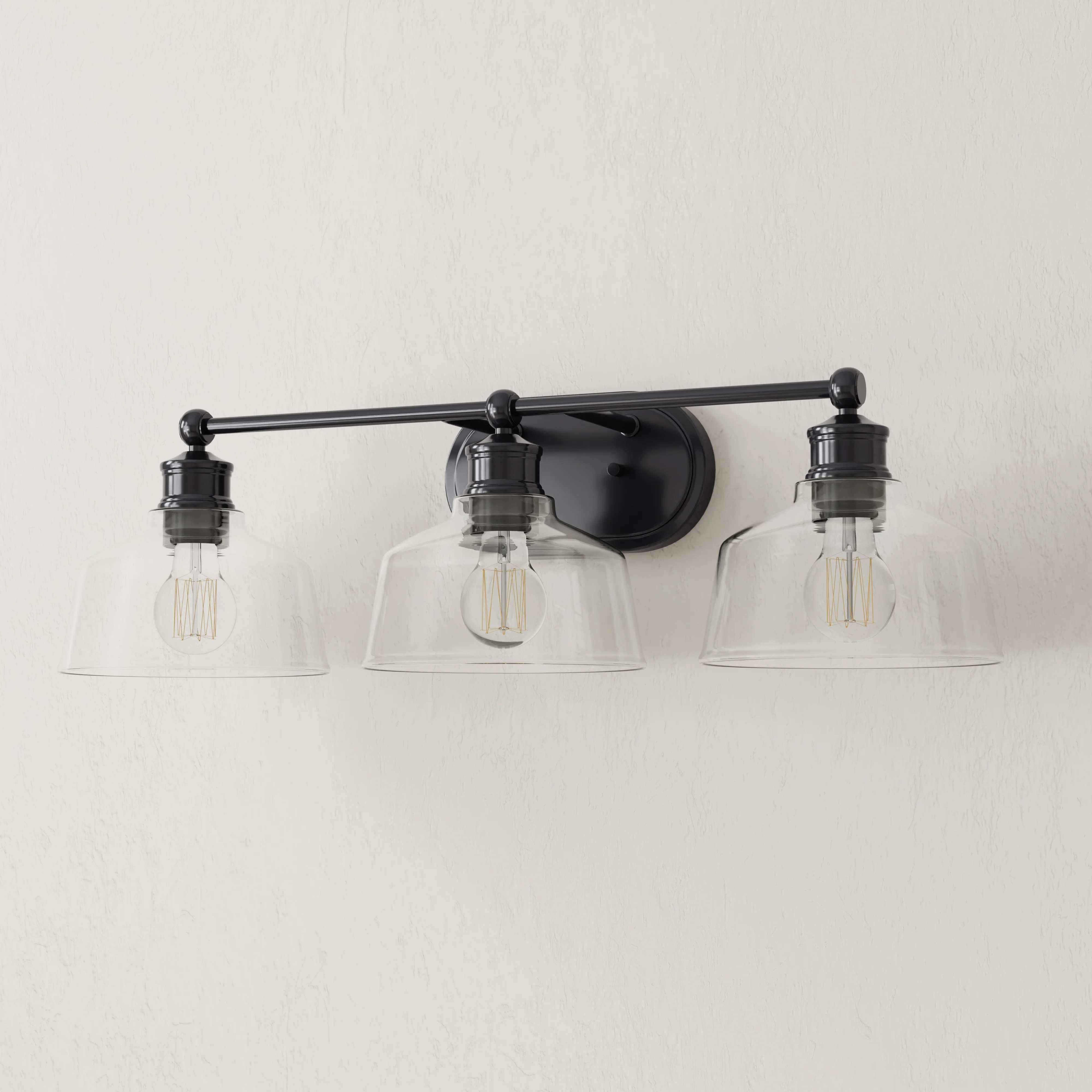 Singleton Collection Three-Light 26.5" Vanity Light with Clear Glass Shades
