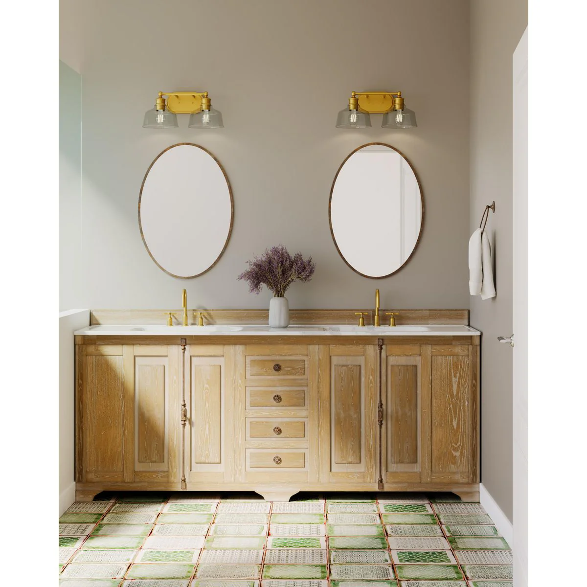 Singleton Collection Two-Light 17" Vanity Light with Clear Glass Shades - Image 5
