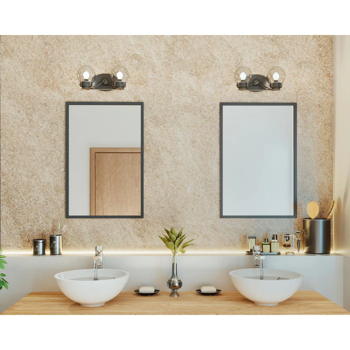 Spatial Collection Two-Light Clear Glass Bath Vanity Light - Image 2