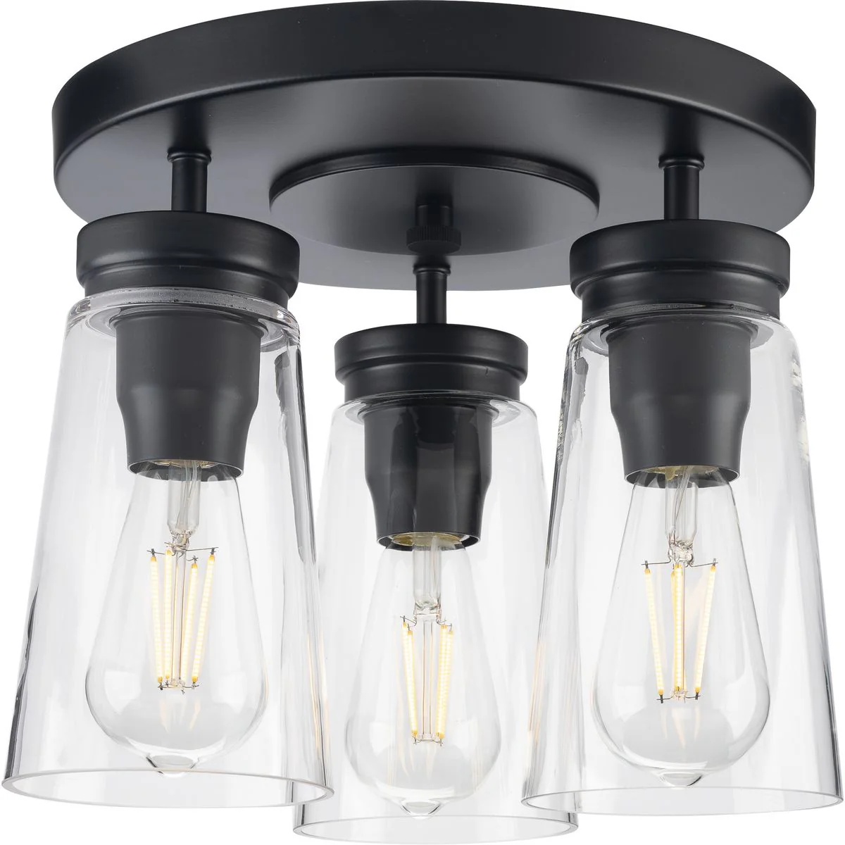 Stockbrace Collection Three-Light Clear Glass Flush Mount Ceiling Light