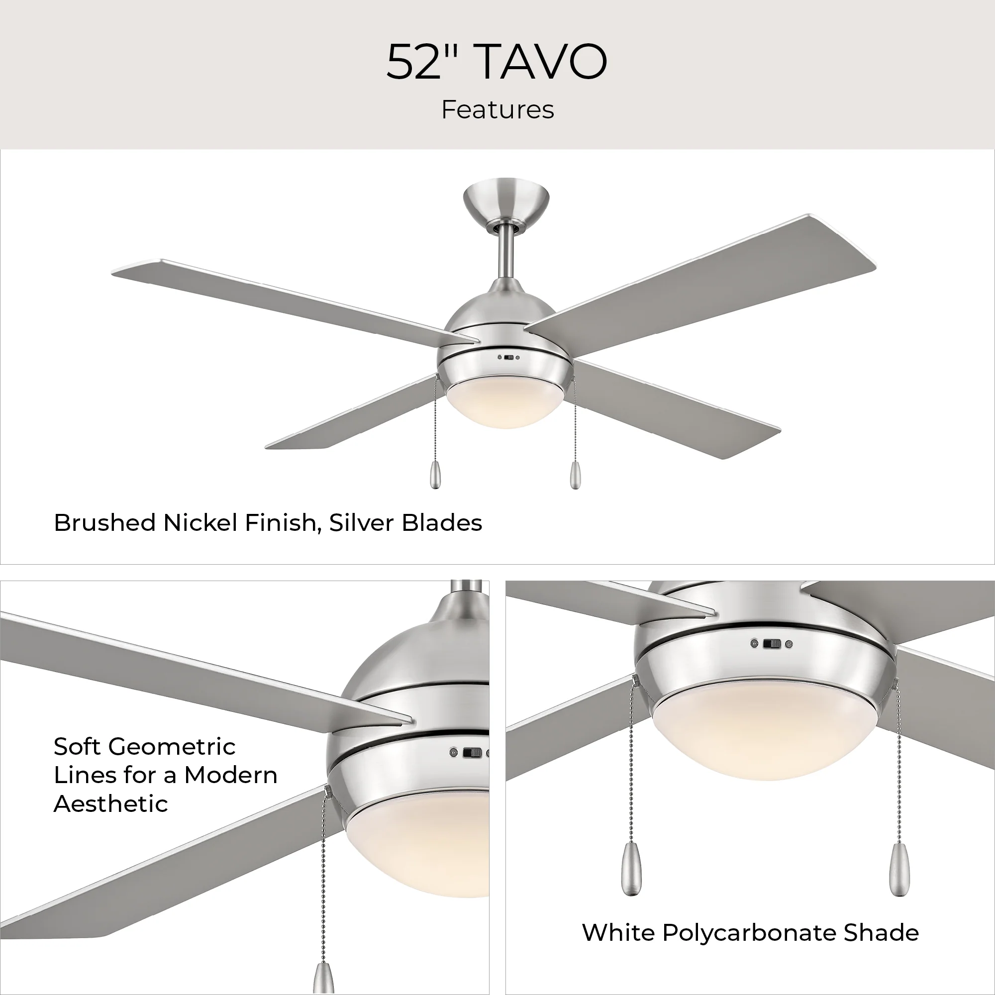 Tavo Collection 52-in. Four-Blade LED Modern Ceiling Fan - Image 13