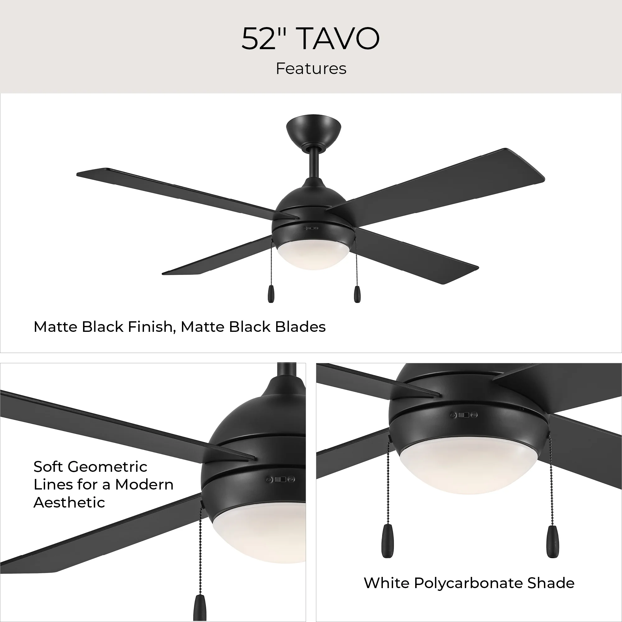 Tavo Collection 52-in. Four-Blade LED Modern Ceiling Fan - Image 27