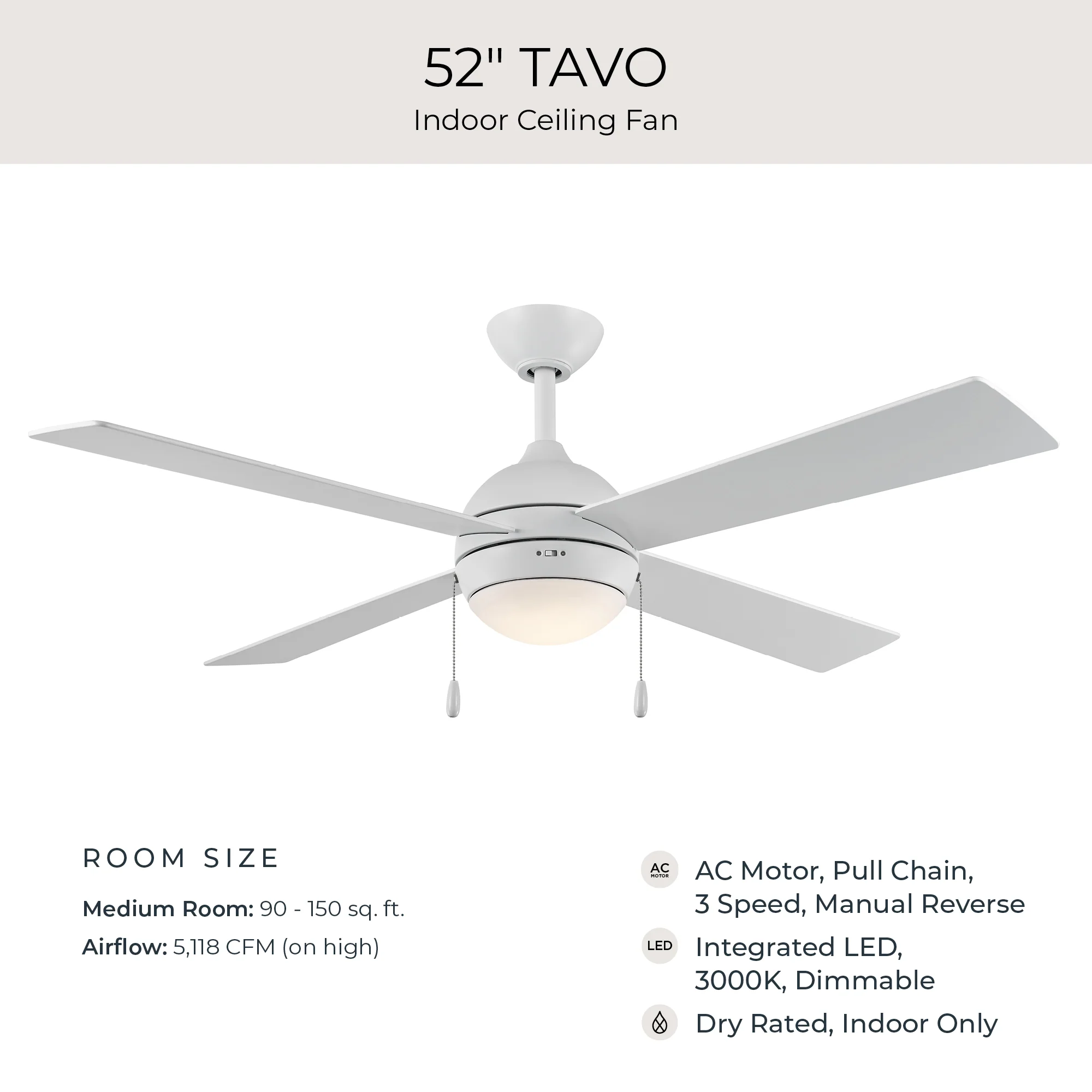 Tavo Collection 52-in. Four-Blade LED Modern Ceiling Fan - Image 40