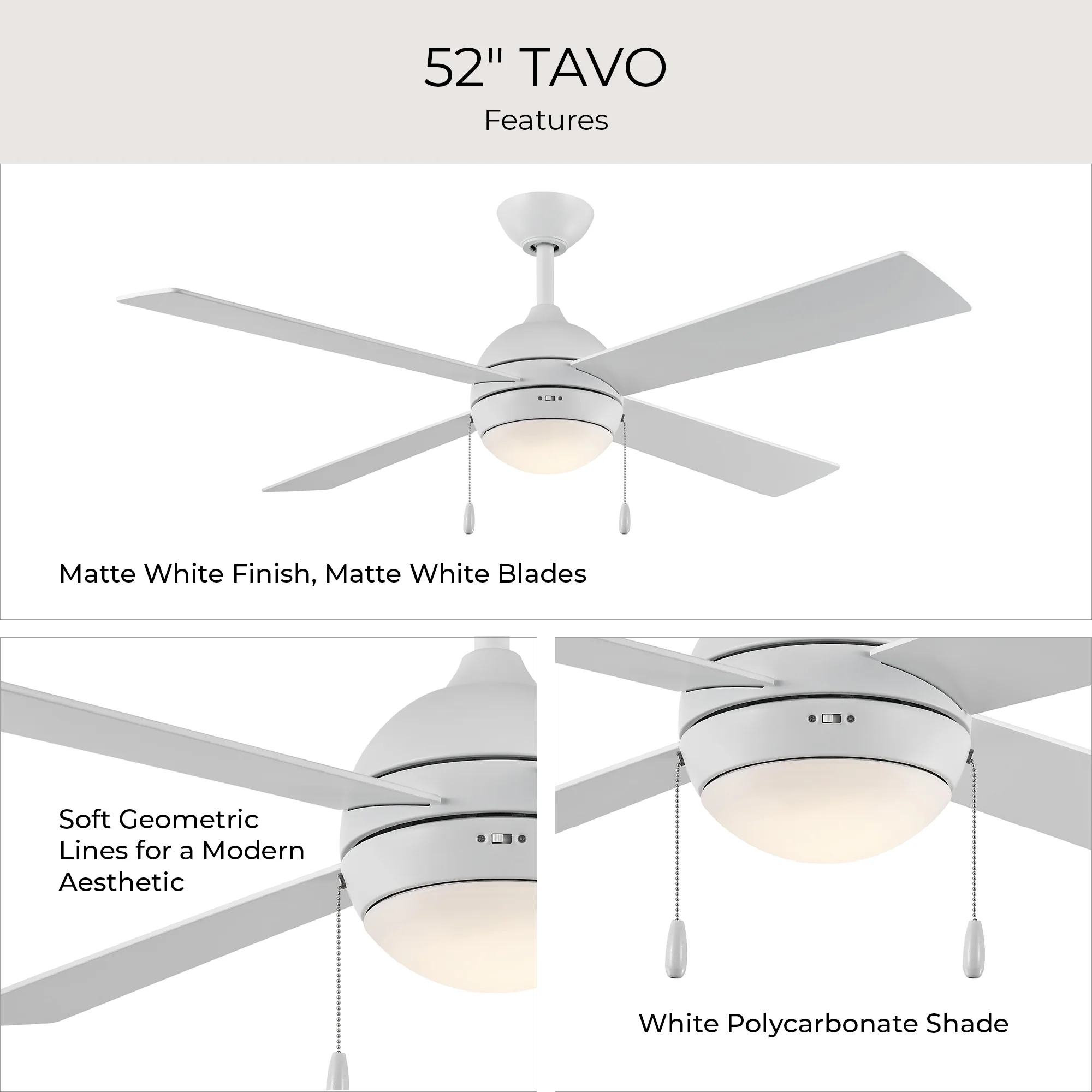Tavo Collection 52-in. Four-Blade LED Modern Ceiling Fan - Image 41