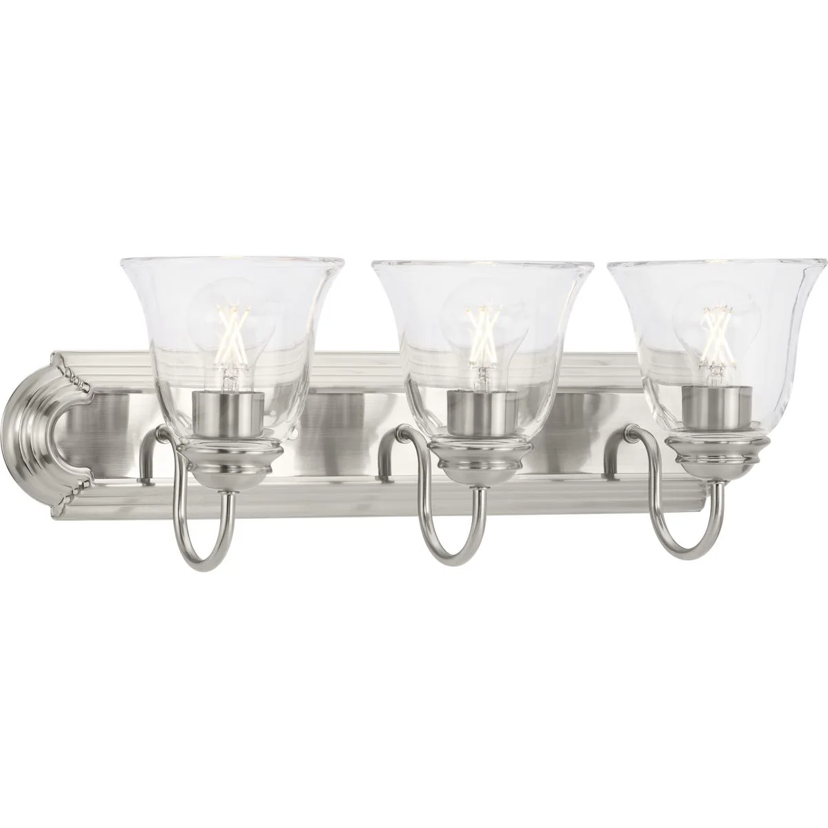Three-Light Bath Vanity Light with Clear Glass for Bathroom