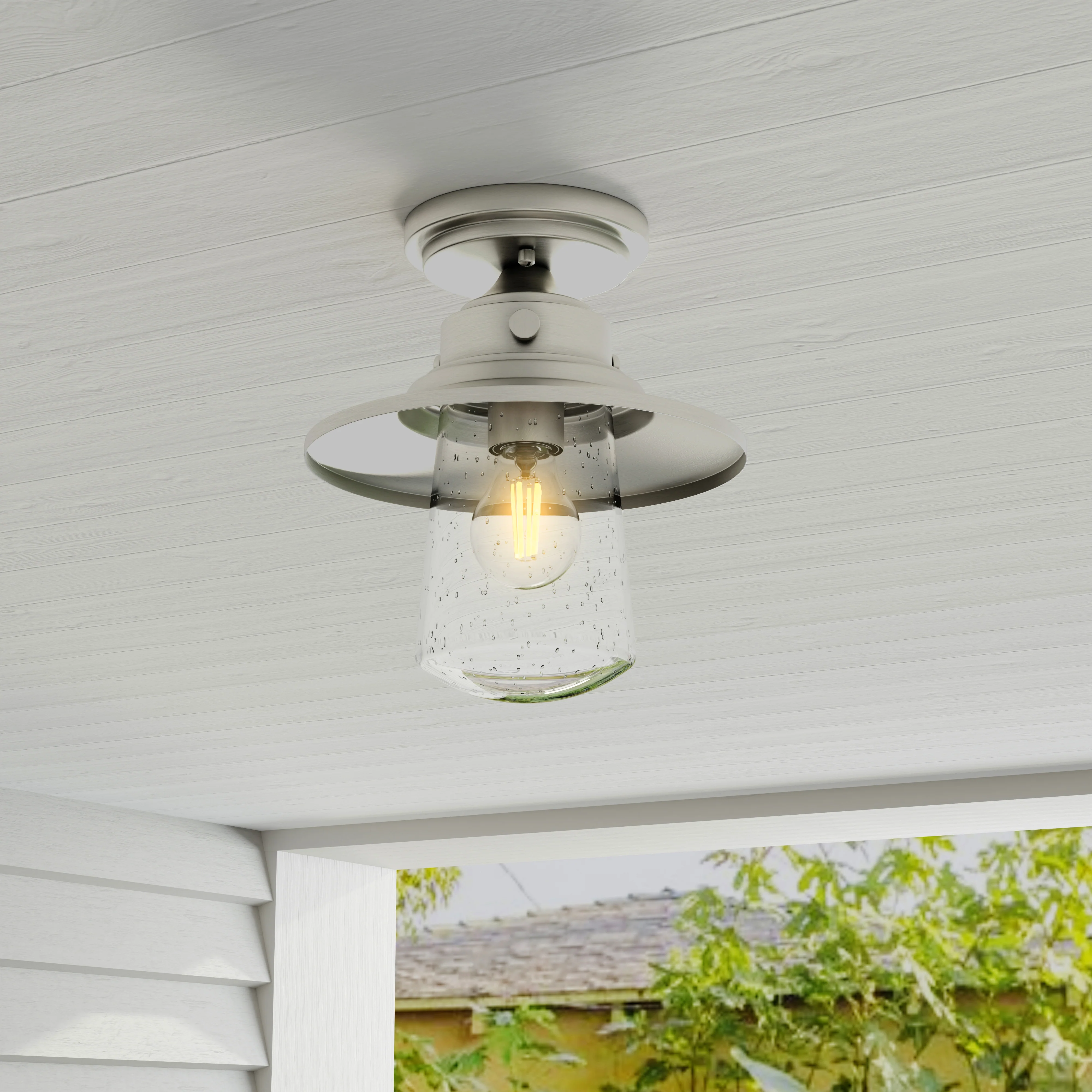 Tremont Collection One-Light Clear Seeded Glass Ceiling Light - Image 2