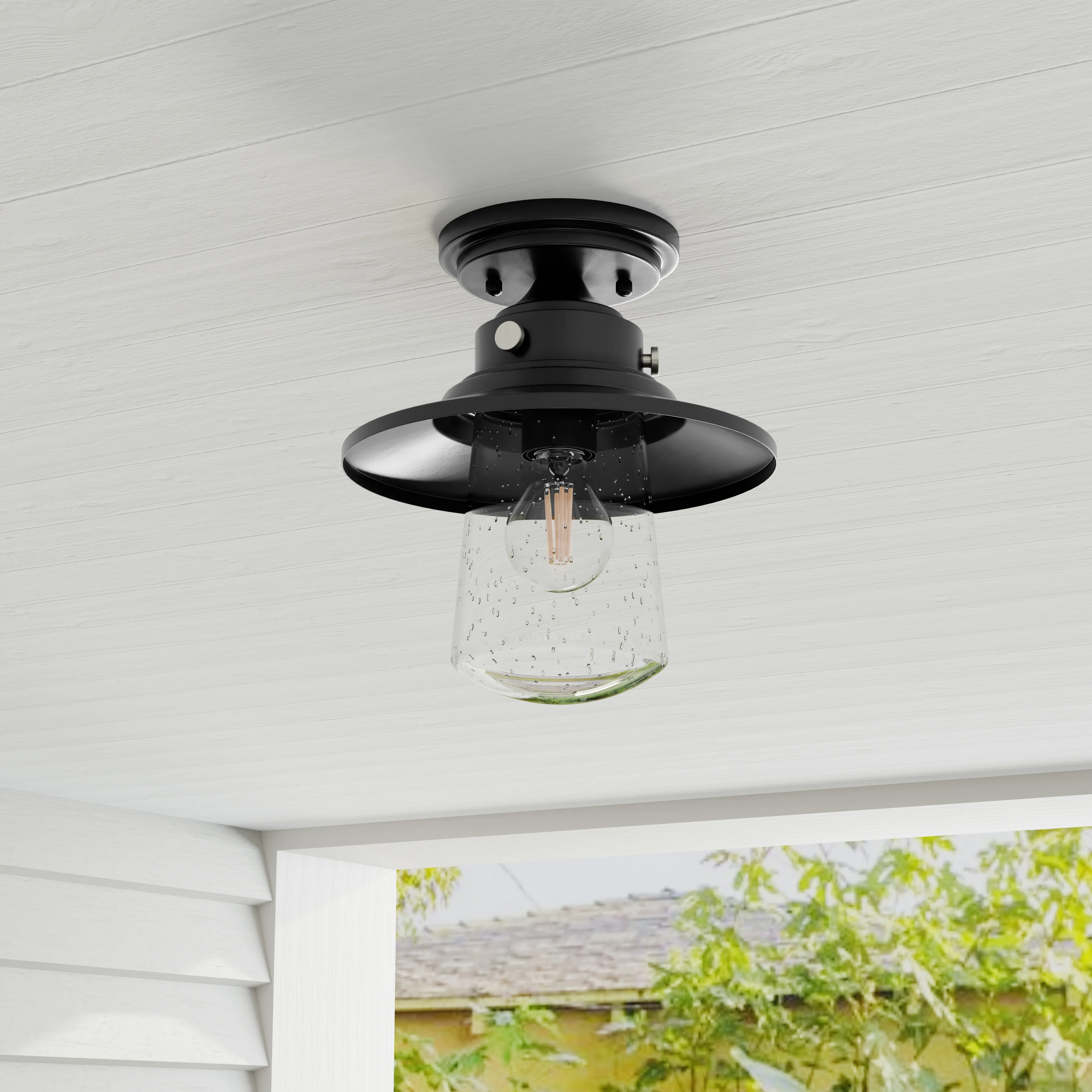 Tremont Collection One-Light Clear Seeded Glass Ceiling Light - Image 4