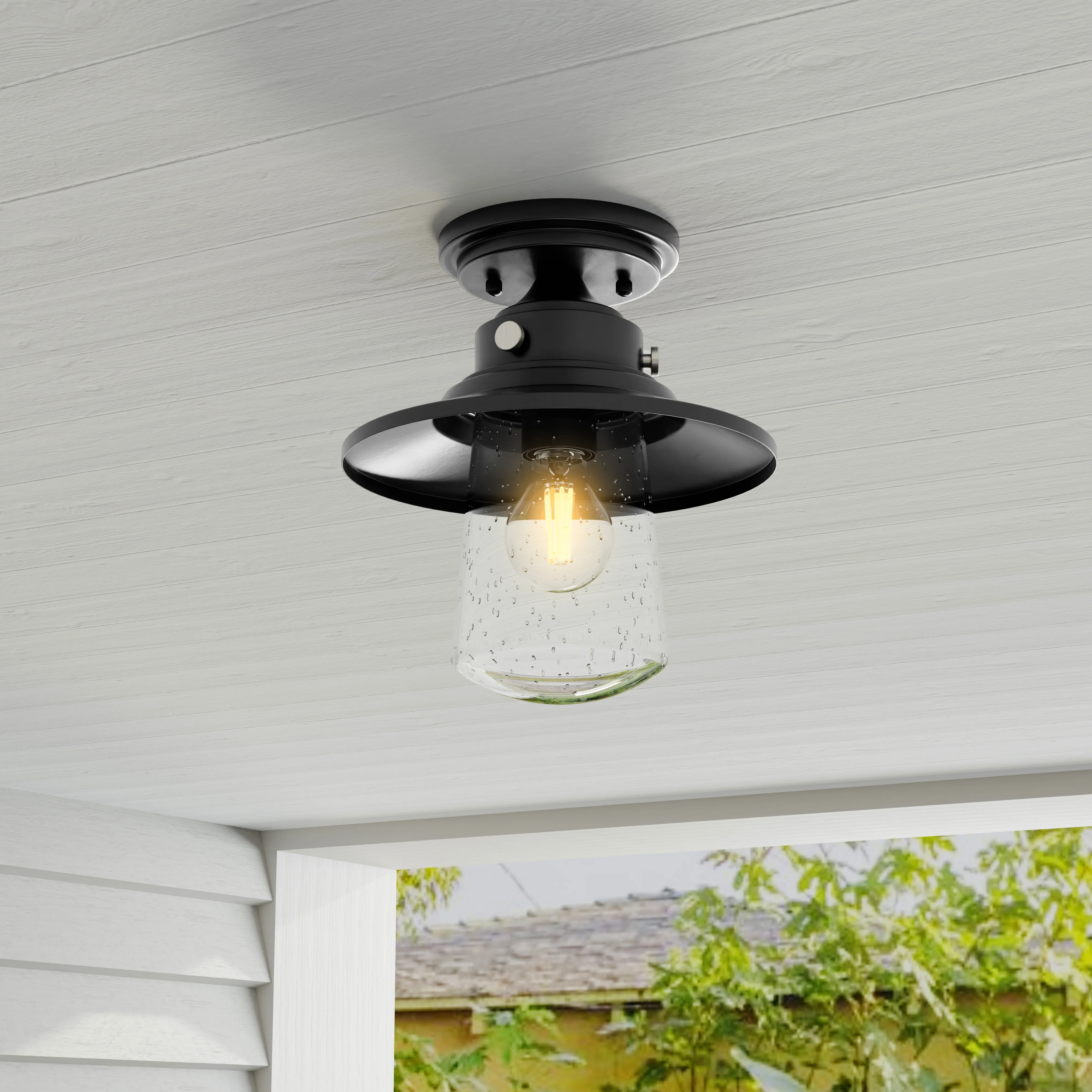 Tremont Collection One-Light Clear Seeded Glass Ceiling Light - Image 5