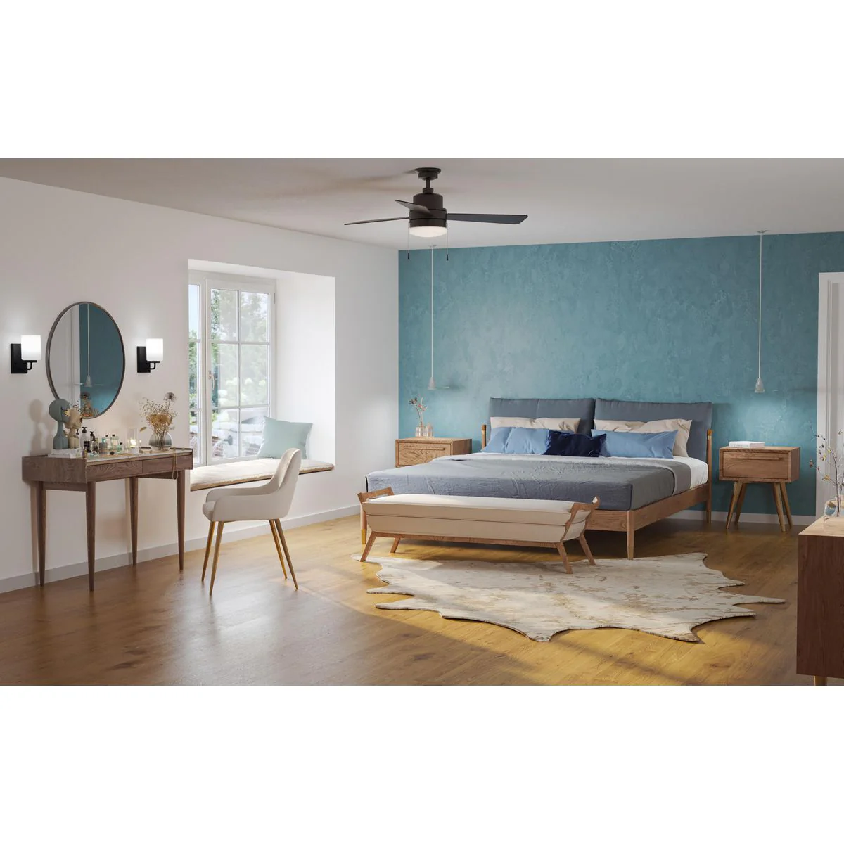 Trevina V 52" 3-Blade Indoor Ceiling Fan with Light Kit and White Opal Shade - Image 6