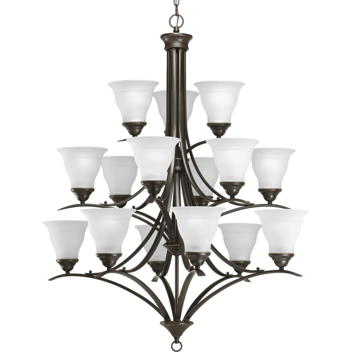 Trinity Collection Fifteen-Light Etched Glass Chandelier Light
