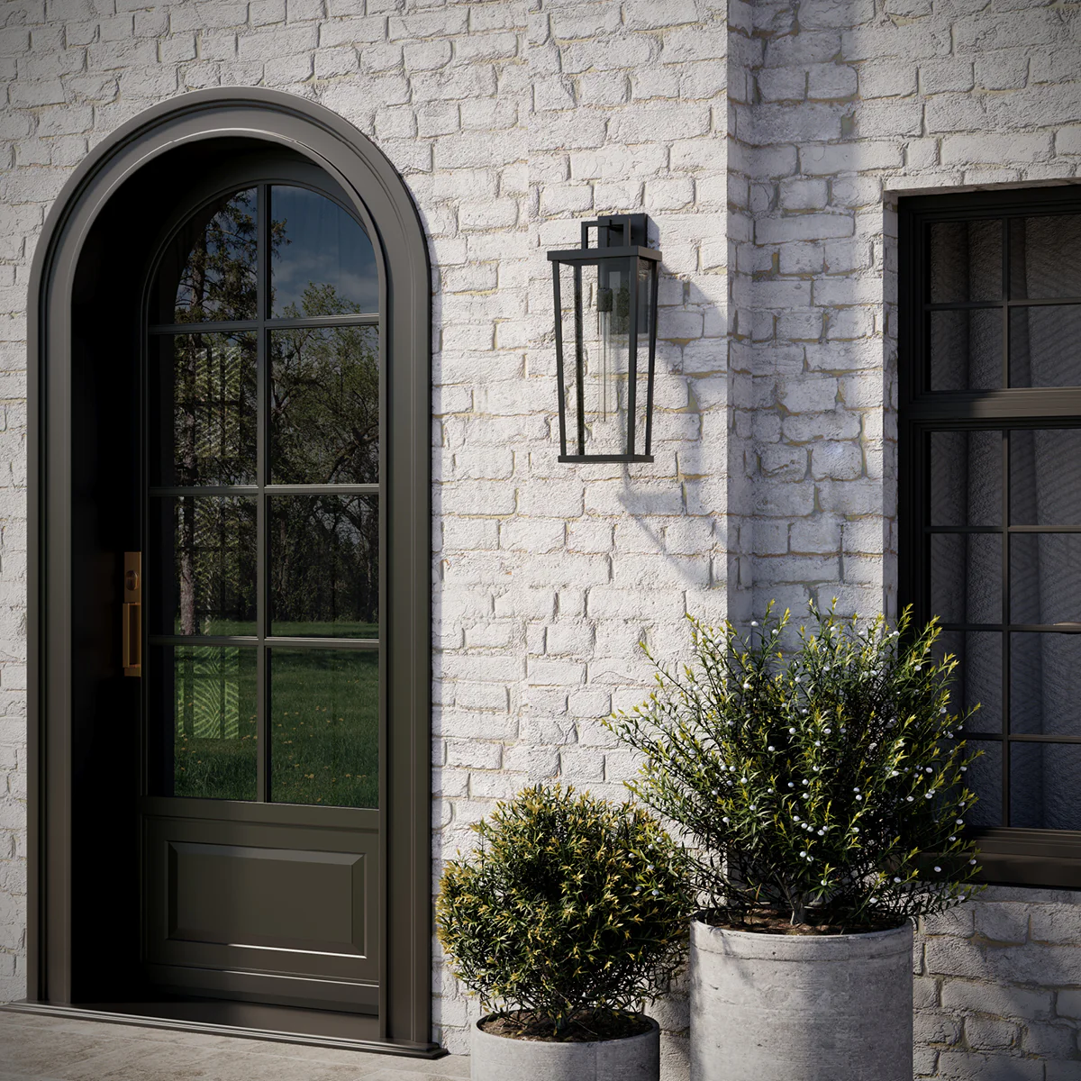 Tryon Collection One-Light Large Black New Traditional Outdoor Wall Lantern - Image 5