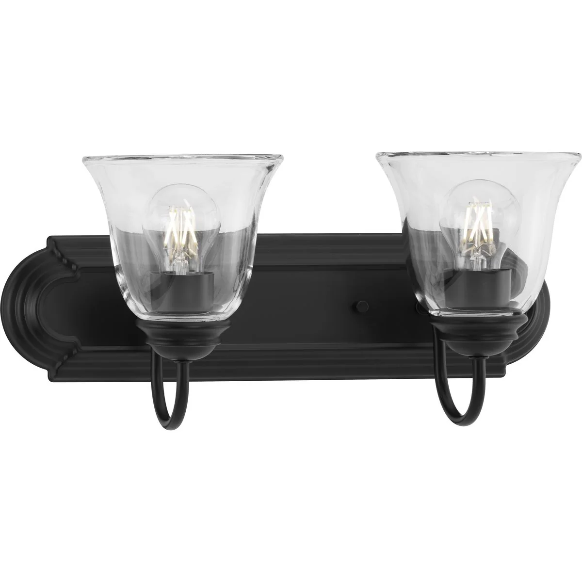 Two-Light Bath Vanity Light with Clear Glass for Bathroom