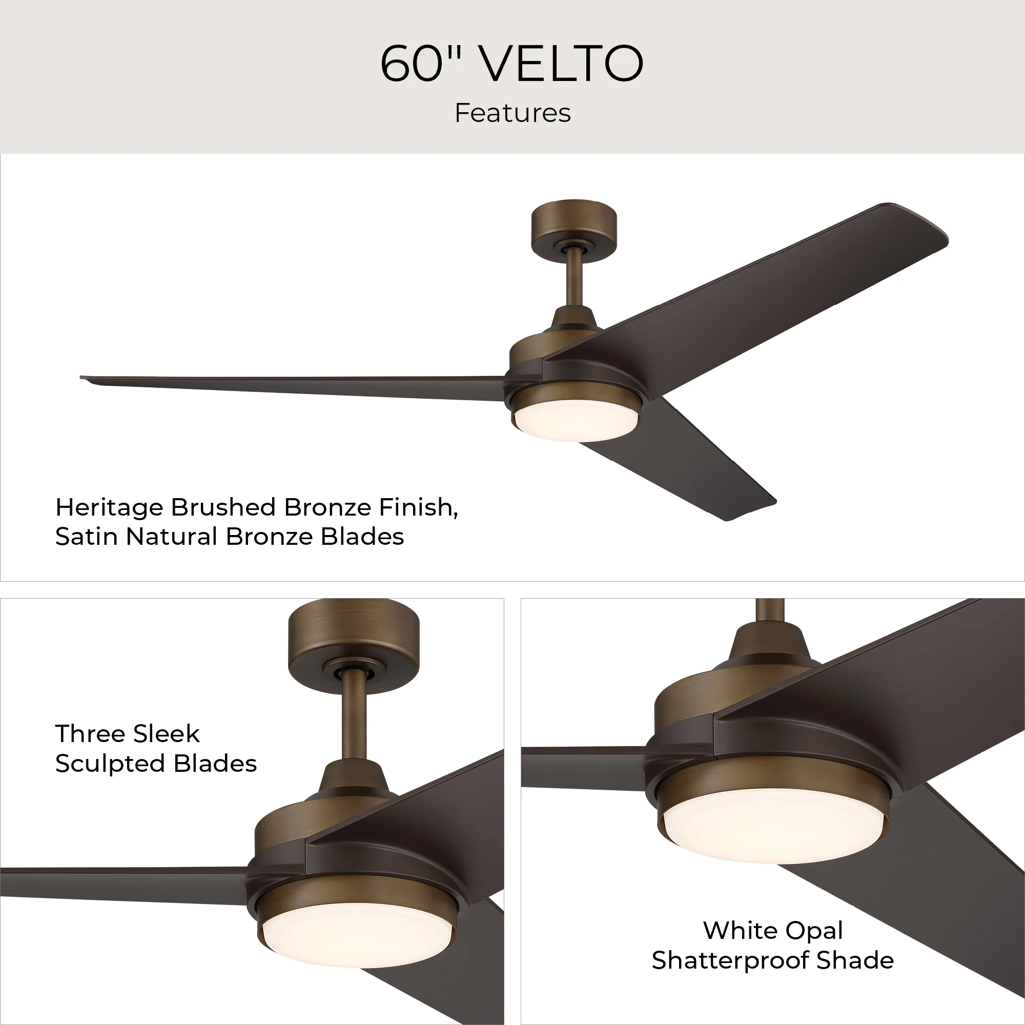 Velto Collection 60-in. Three Blade LED Modern Ceiling Fan - Image 42
