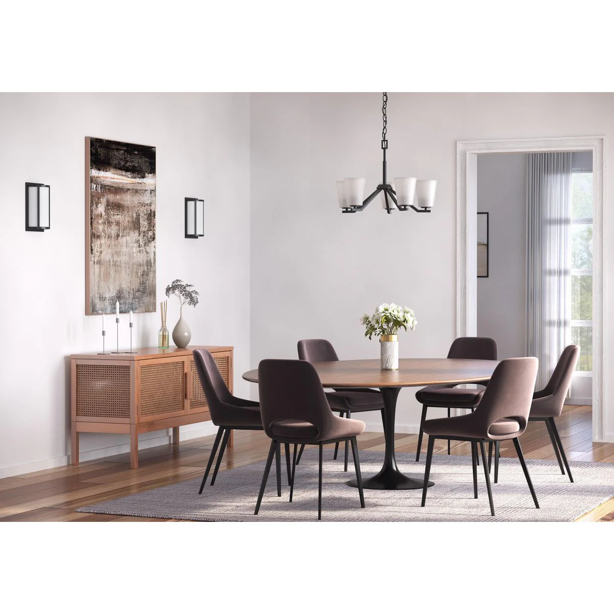 Vertex Collection Five-Light Etched White Chandelier - Image 4