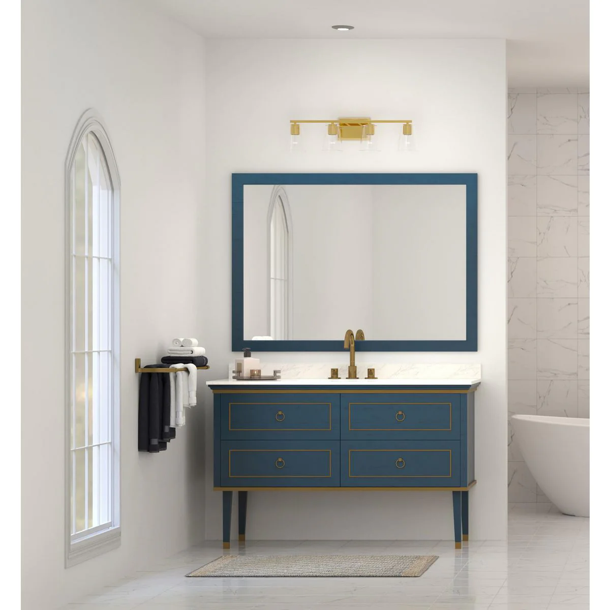 Vertex Collection Four-Light Clear Glass Bath Light - Image 4
