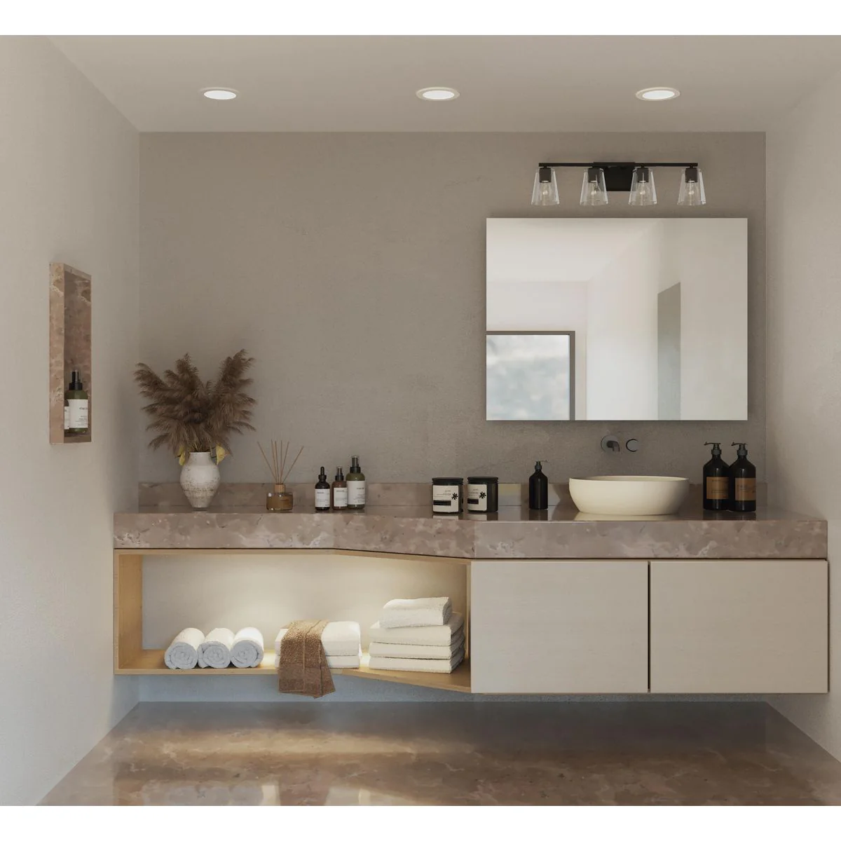 Vertex Collection Four-Light Clear Glass Bath Light - Image 5