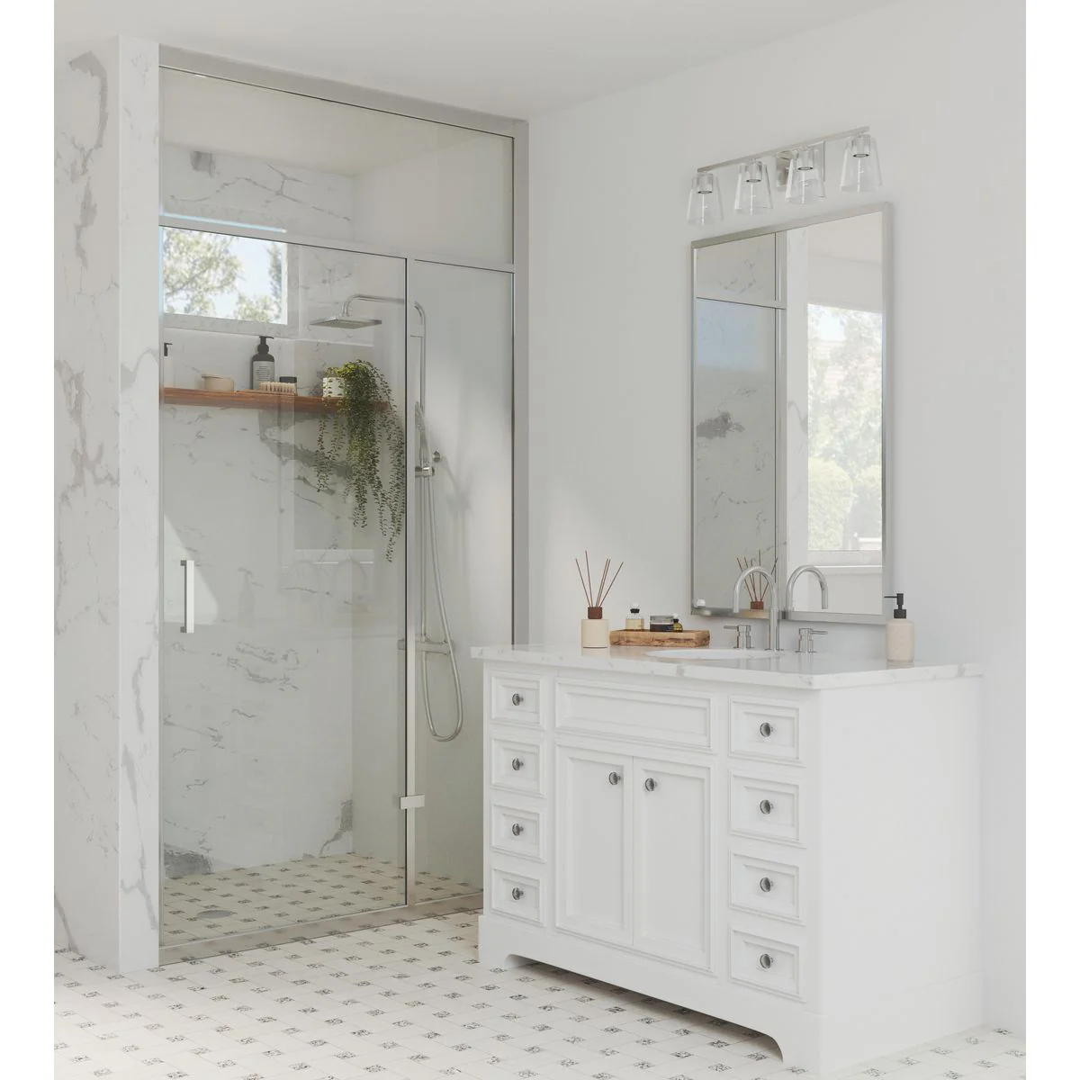Vertex Collection Four-Light Clear Glass Bath Light - Image 6