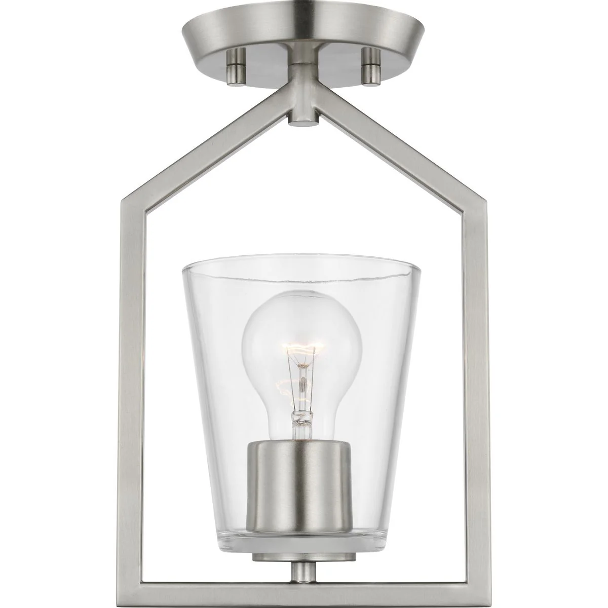 Vertex Collection One-Light Clear Glass Semi-Flush Mount