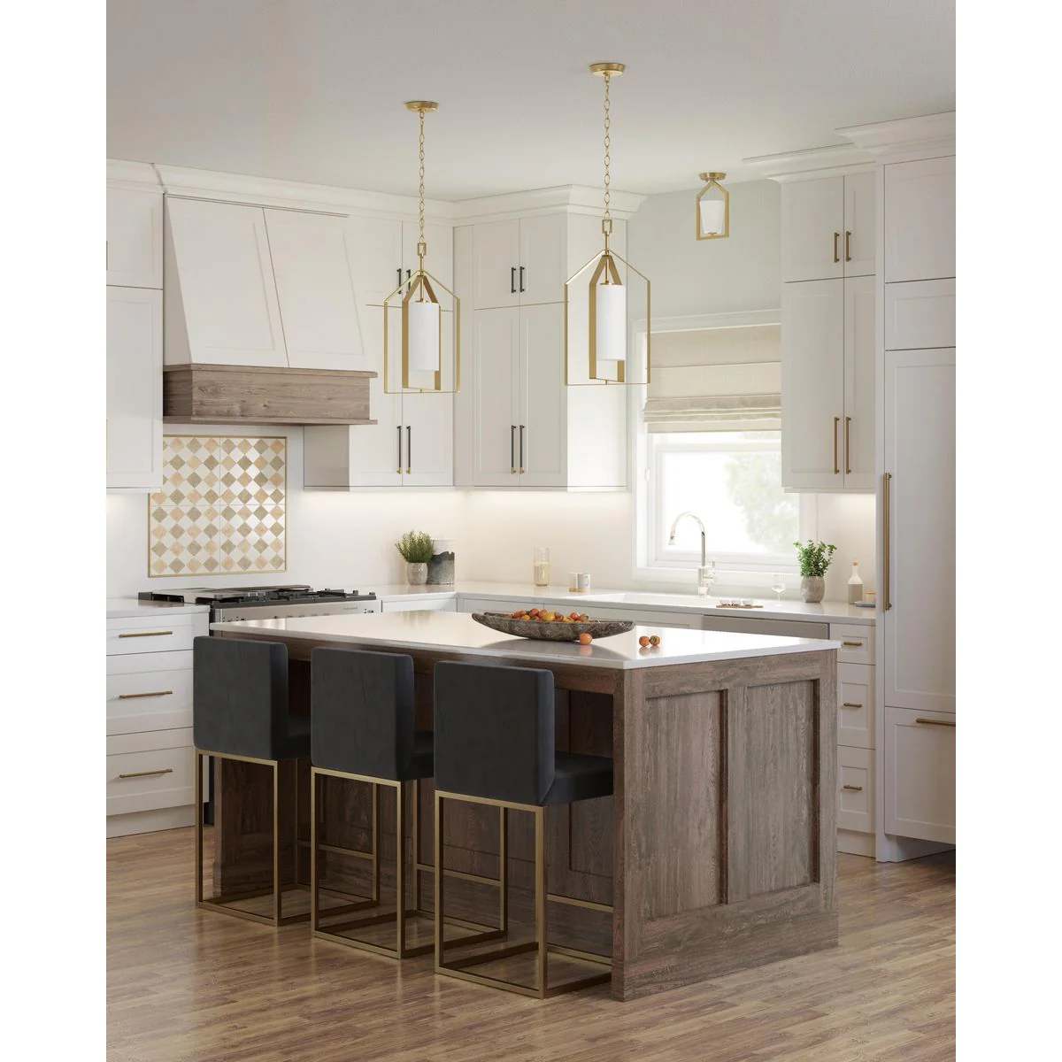 Vertex Collection One-Light Etched White Foyer Light - Image 4