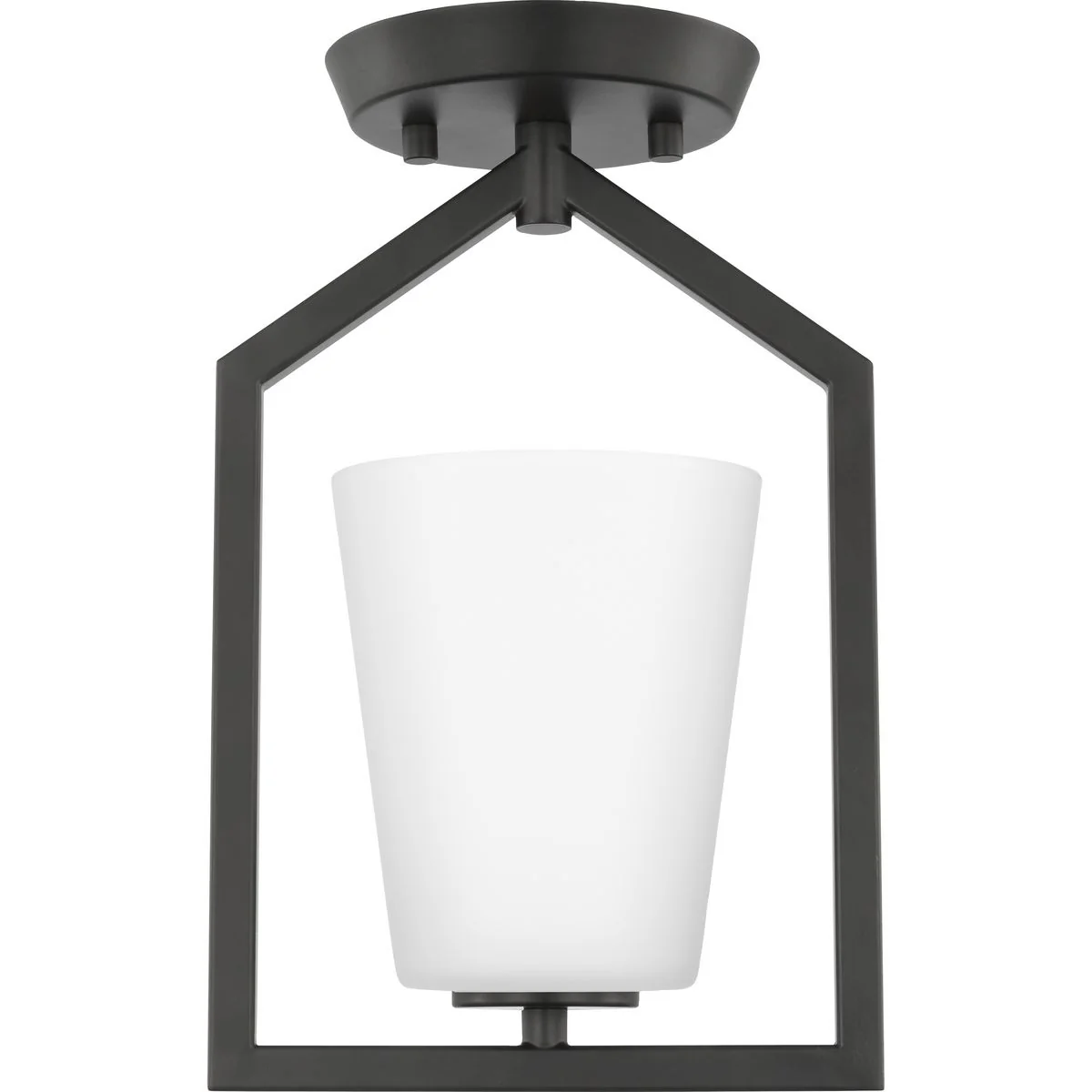 Vertex Collection One-Light Etched White Semi-Flush Mount