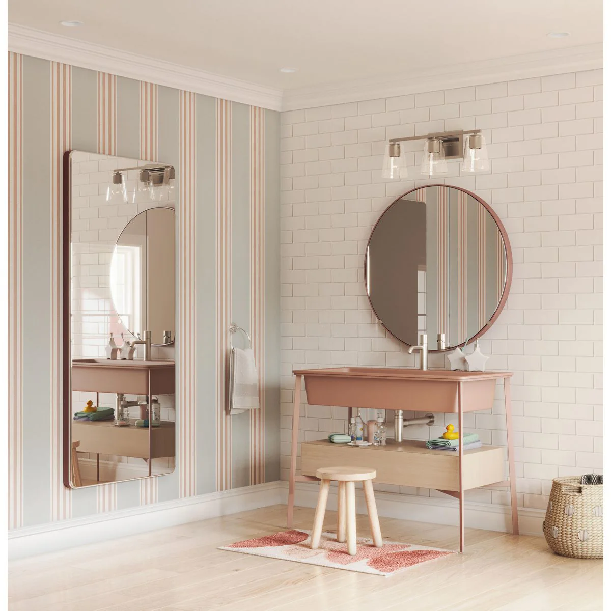 Vertex Collection Three-Light Clear Glass Bath Light - Image 8