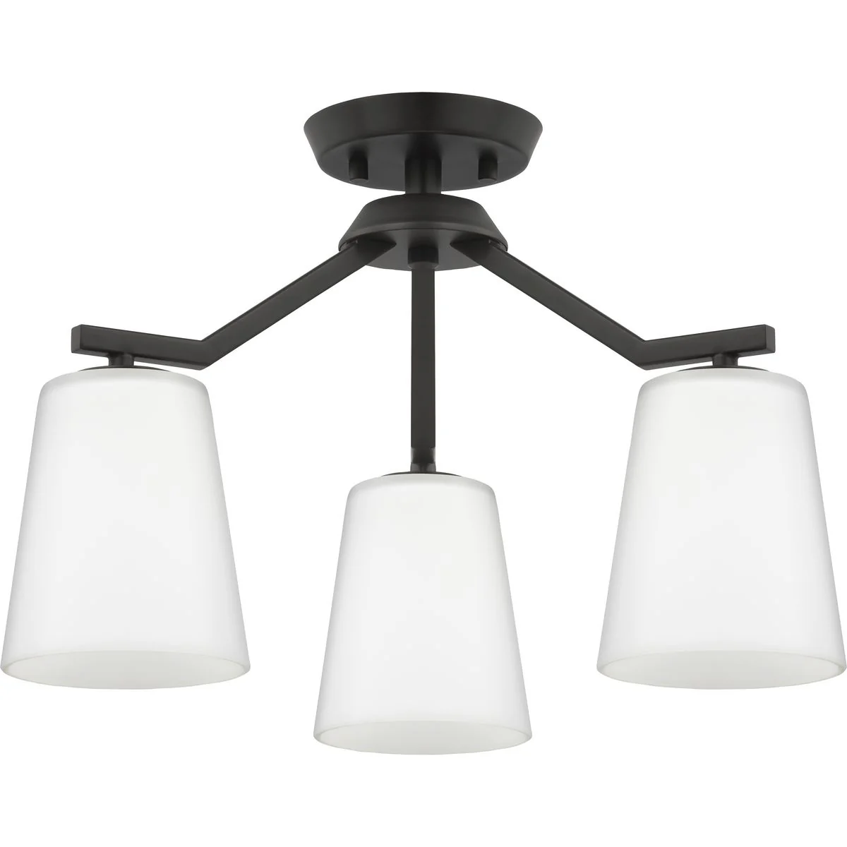 Vertex Collection Three-Light Etched White Convertible Chandelier - Image 2