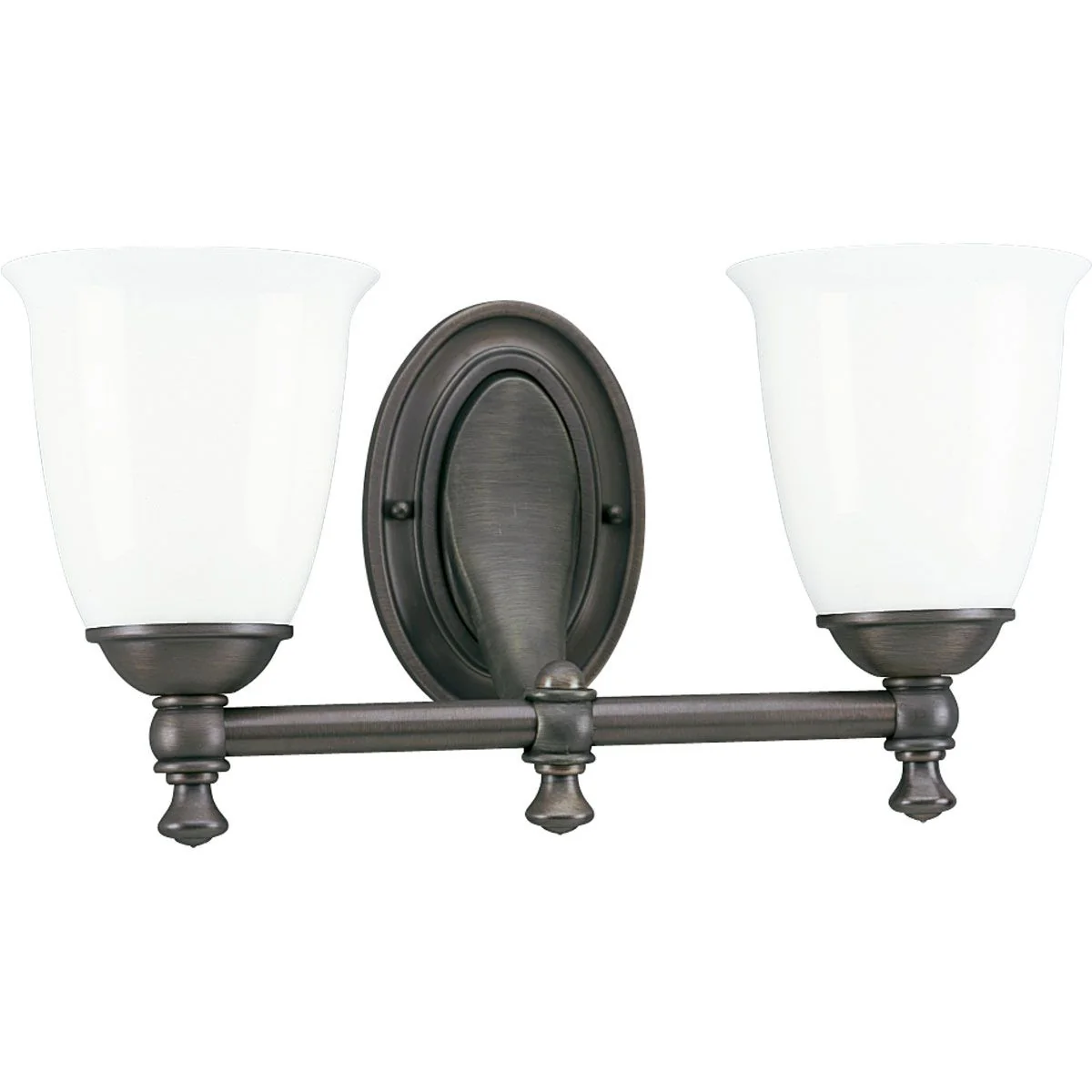 Victorian Collection Two-Light White Opal Glass Bath Vanity Light - Image 2