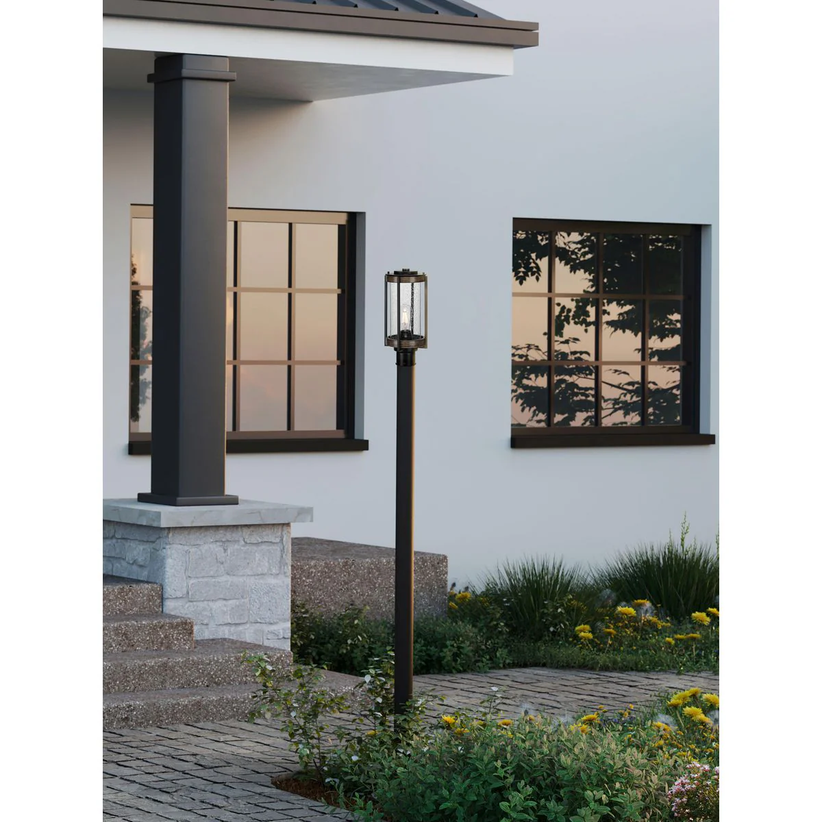 Whitmire Collection One-Light Clear Seeded Glass Outdoor Post Light - Image 4