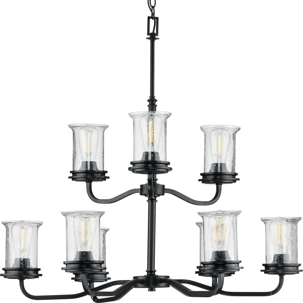 Winslett Collection Nine-Light Clear Seeded Glass Chandelier Light