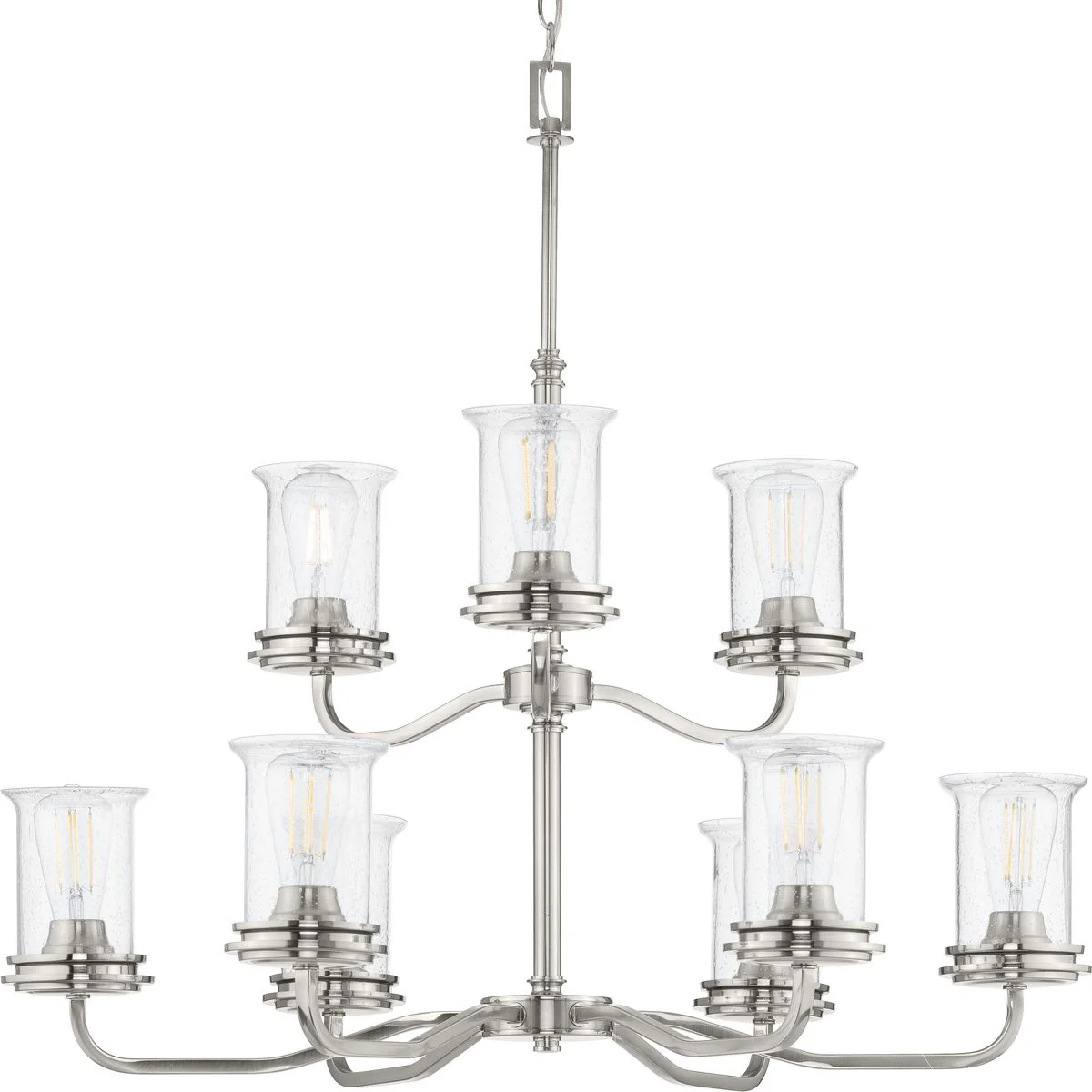 Winslett Collection Nine-Light Clear Seeded Glass Chandelier Light - Image 2
