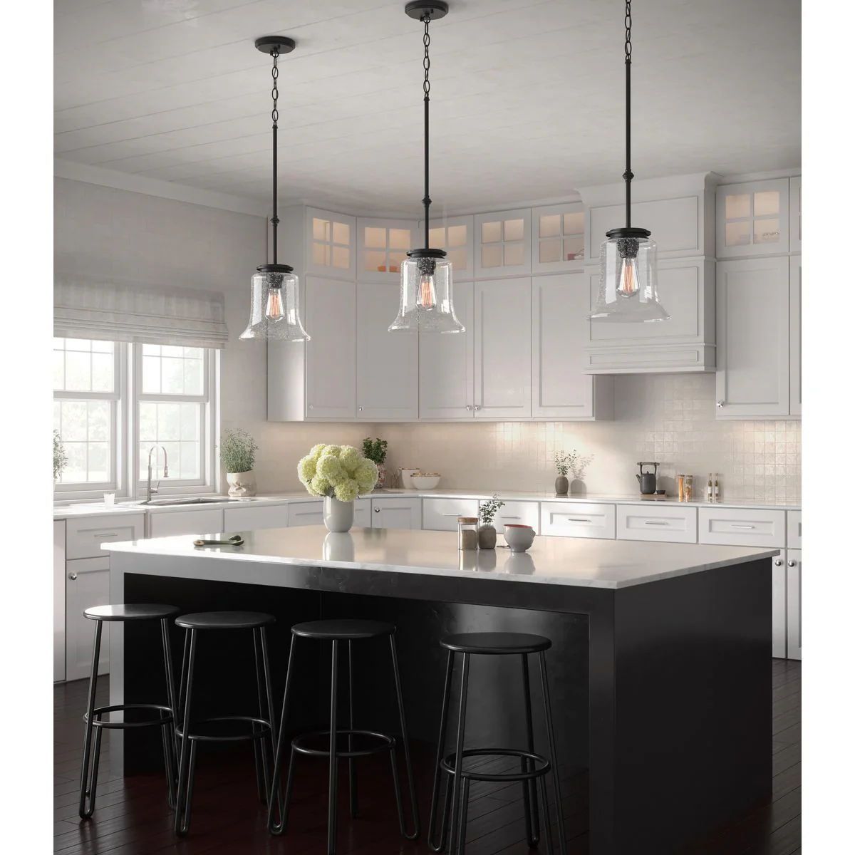 Winslett Collection One-Light Clear Seeded Glass Pendant Light - Image 4