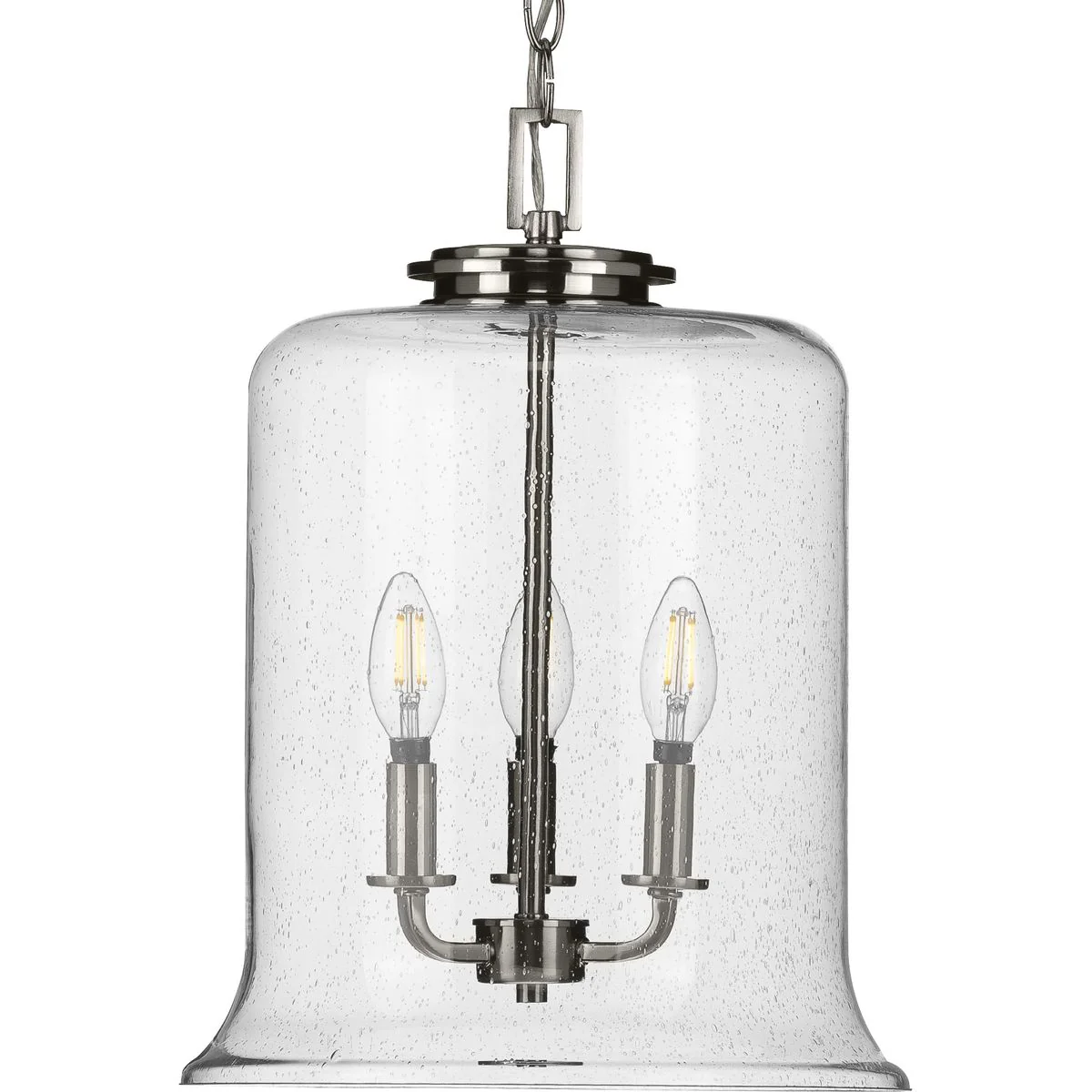 Winslett Collection Three-Light Clear Seeded Glass Pendant Light - Image 2