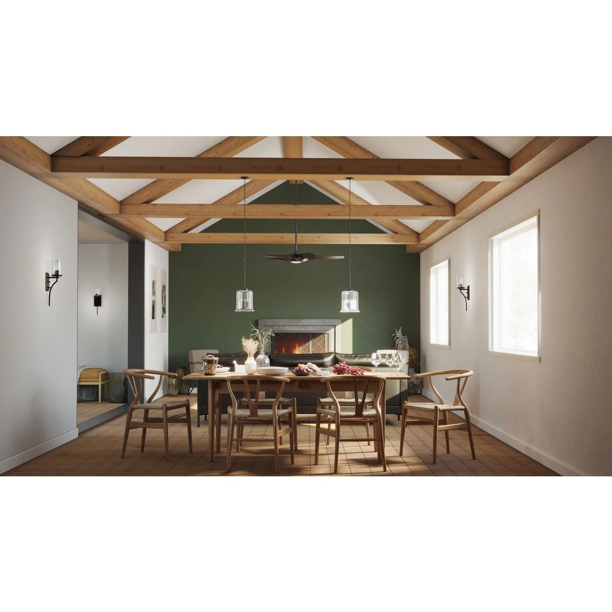 Winslett Collection Three-Light Clear Seeded Glass Pendant Light - Image 3