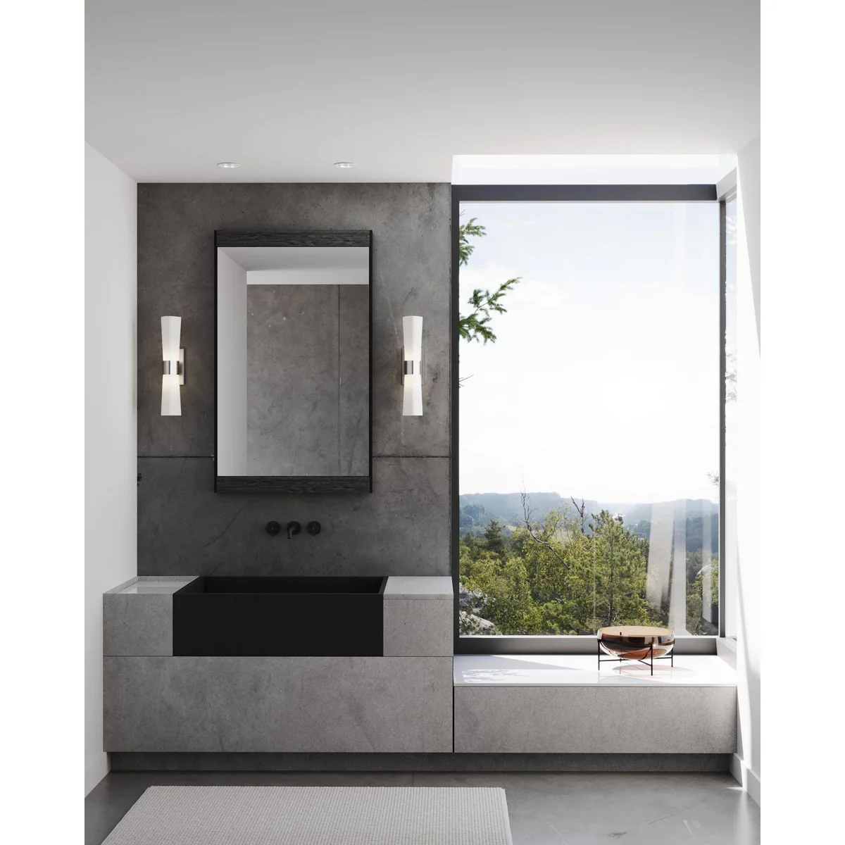 Zura Collection Two-Light Etched Opal Glass Bath Vanity Light - Image 5